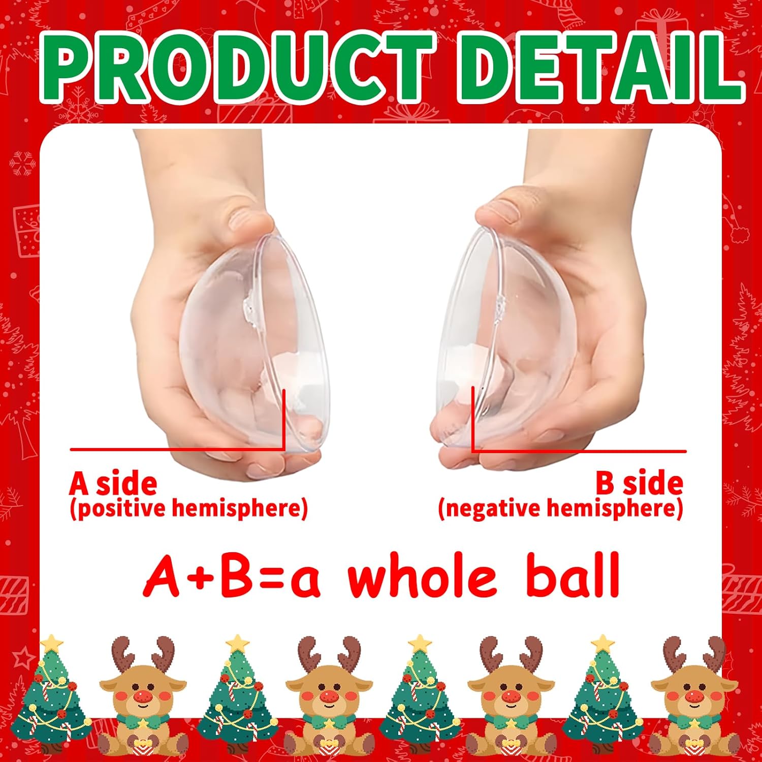50 Pcs Clear Plastic Fillable Ornaments for Christmas Decor
