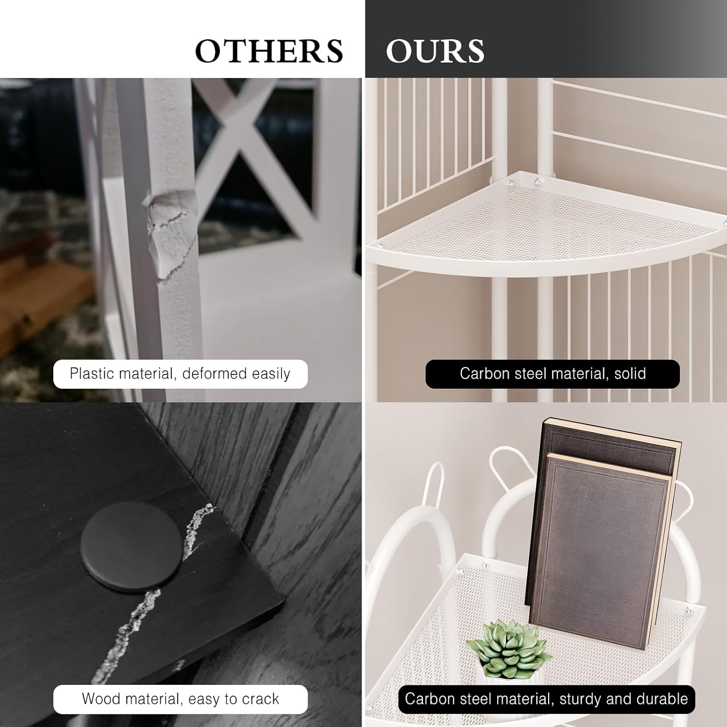 CICUFY 3 Tier Metal Corner Shelf Bathroom Organizer with Guardrails