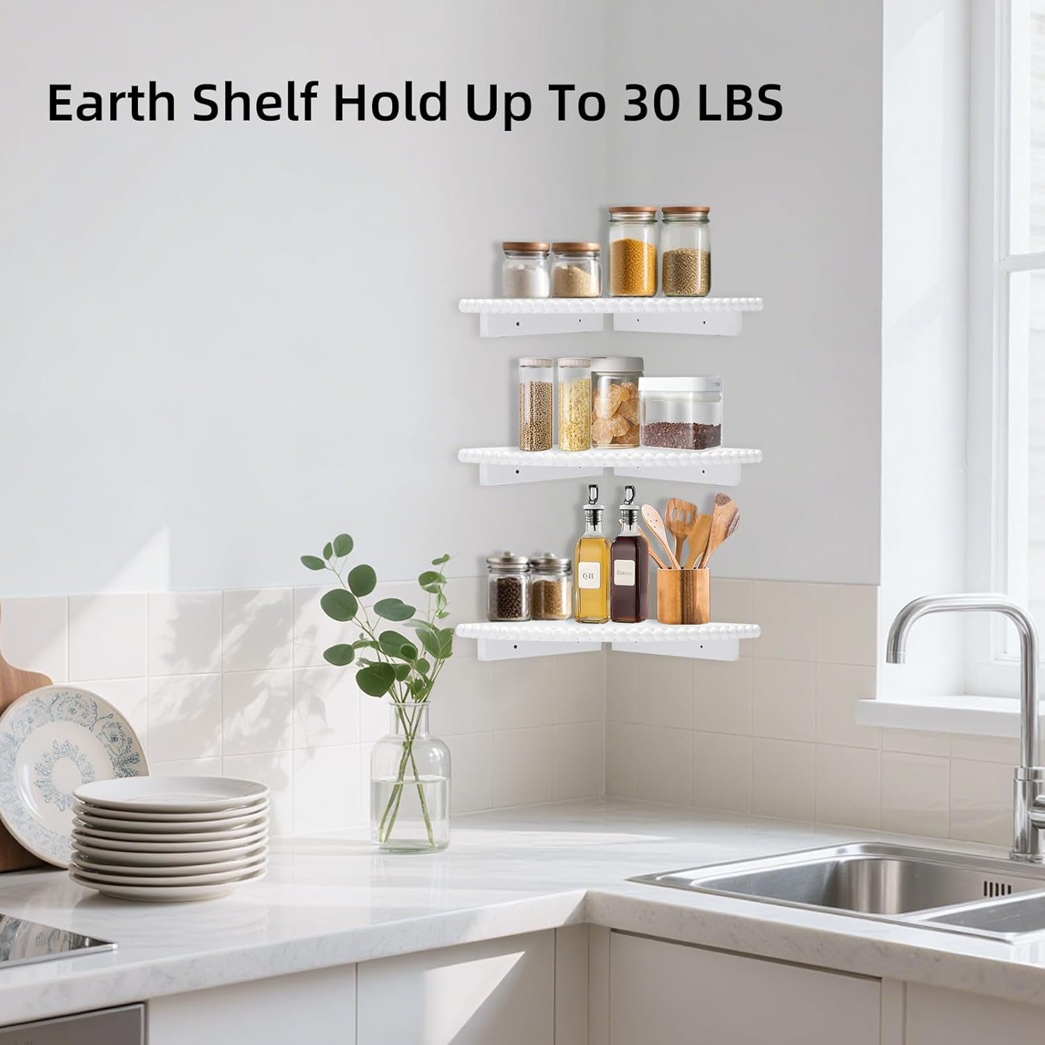 Lampaggio Corner Floating Shelves 3 Pack Wood