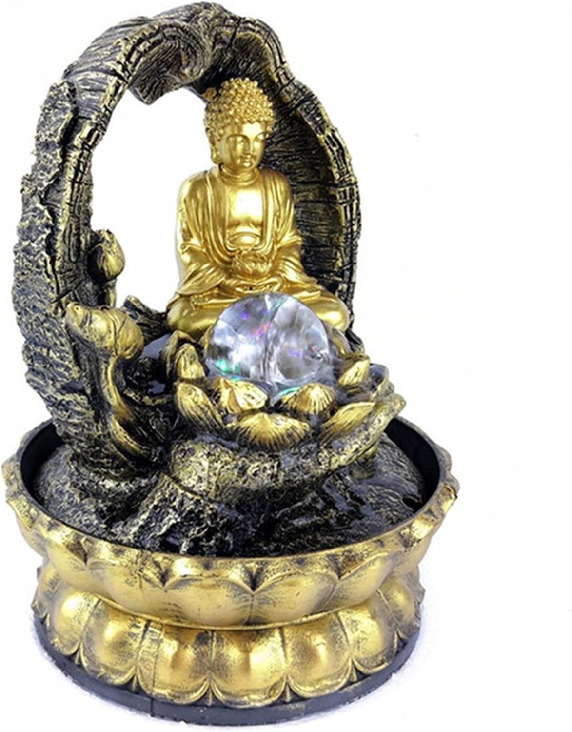 Golden Lotus Buddha Tabletop Water Fountain