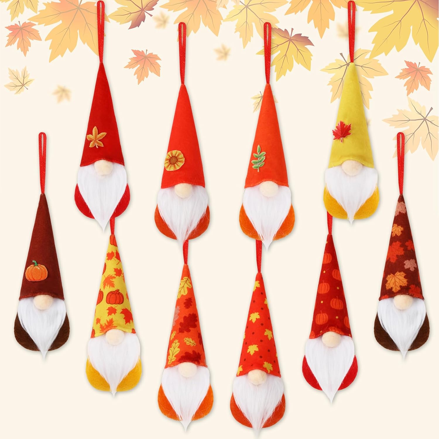 Whaline 10Pcs Fall Gnome Hanging Ornaments