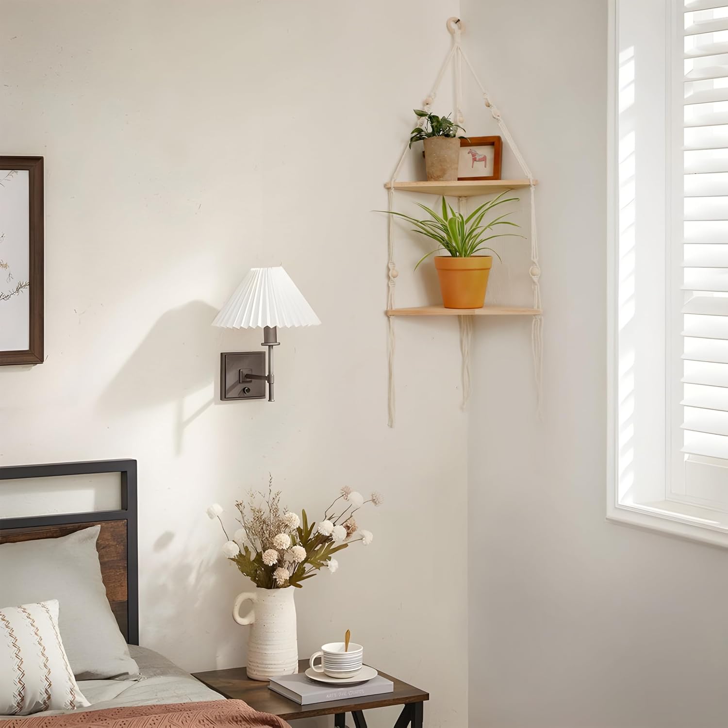 Artilady Corner Shelf - 2 Tier Floating Wood Wall Decor
