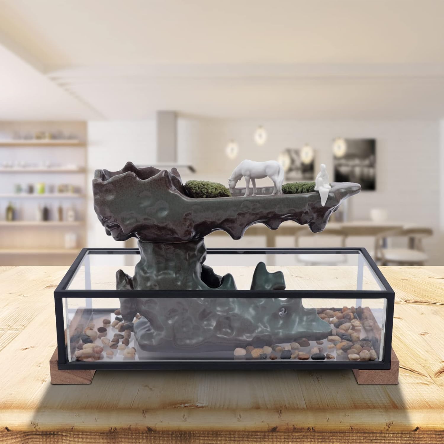 Elegant Tabletop Fountain with LED Lighting and Waterfall
