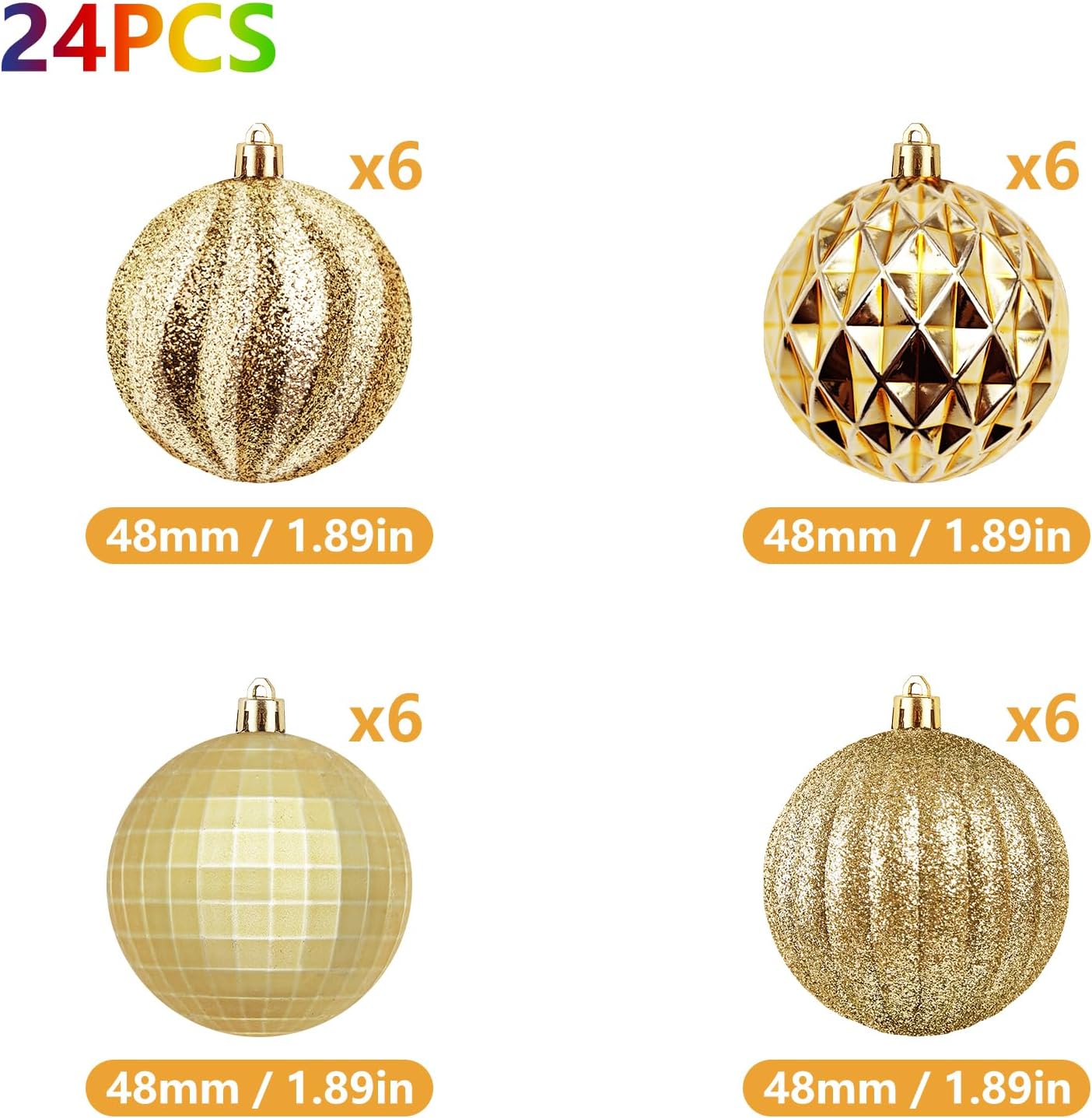 24pcs Shatterproof Christmas Balls Decor Set