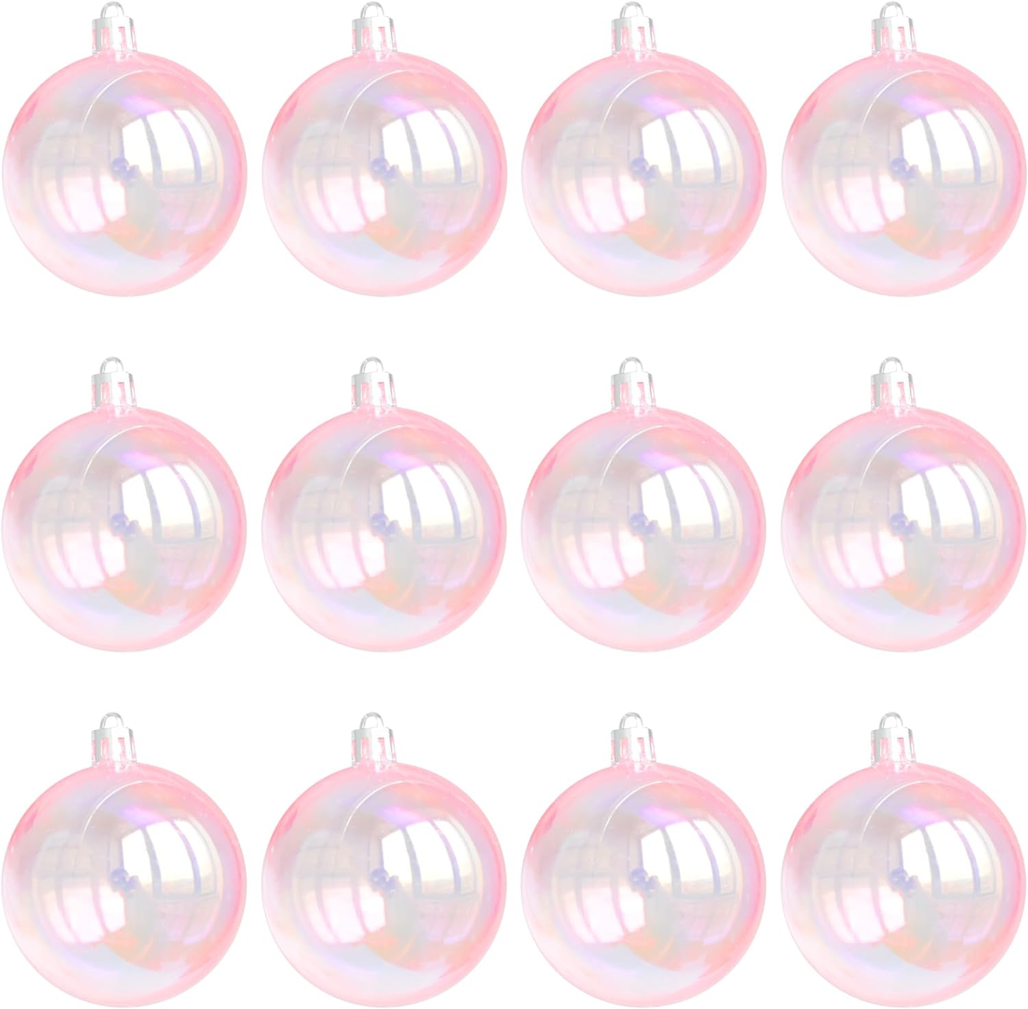 12 Pcs Iridescent Plastic Christmas Ornaments