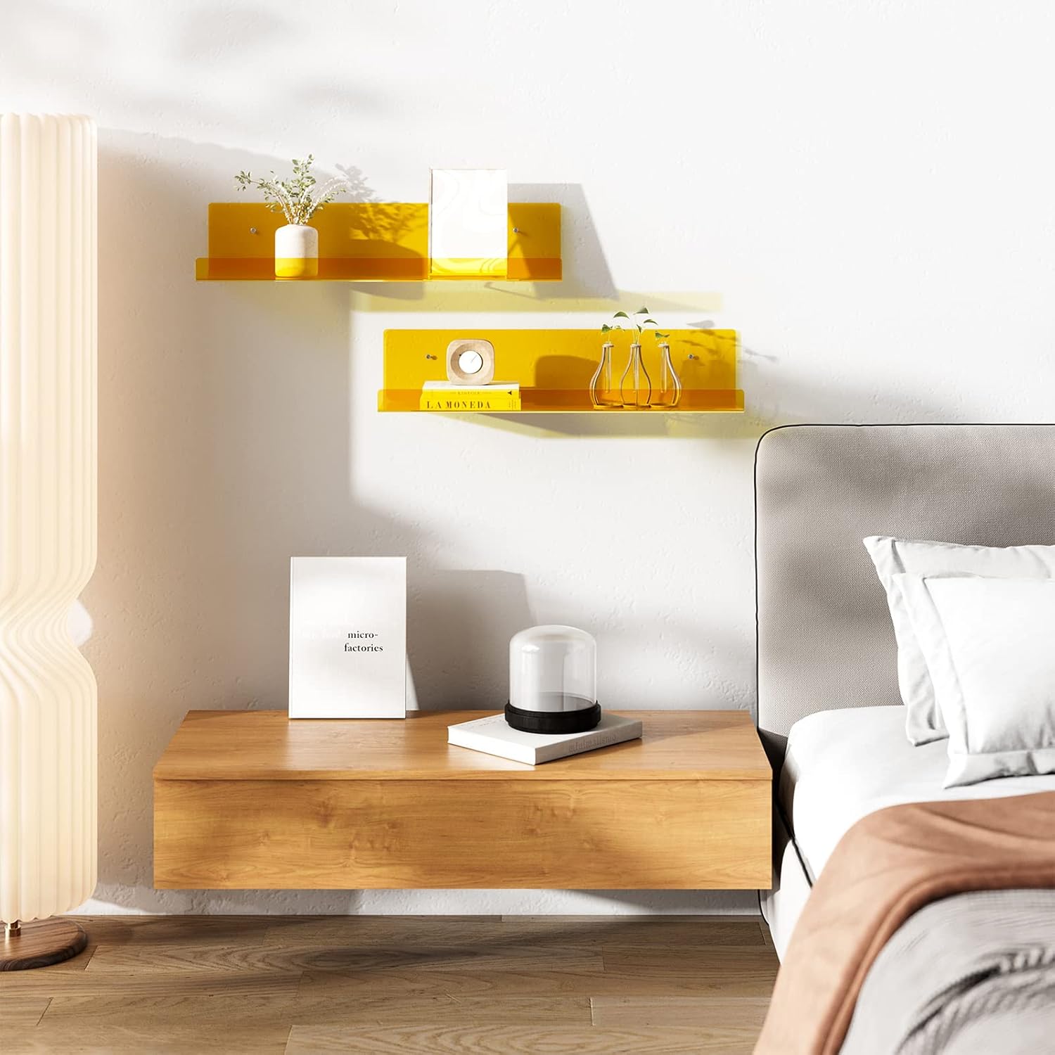 RRG 15 Inch Acrylic Floating Shelves 2 Pack Yellow