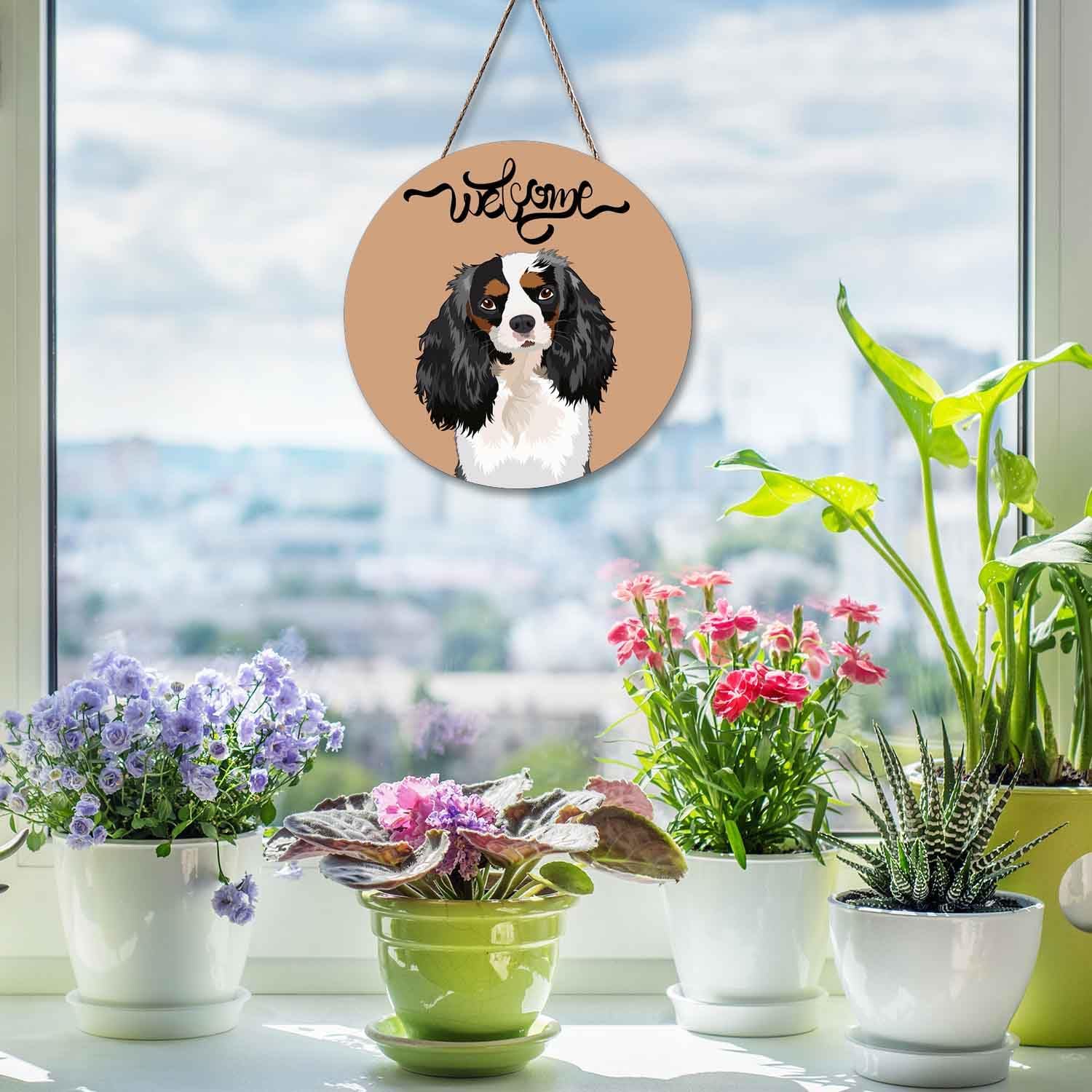 Cute Puppy Dog Wreath Hanger for Front Door Welcome Sign