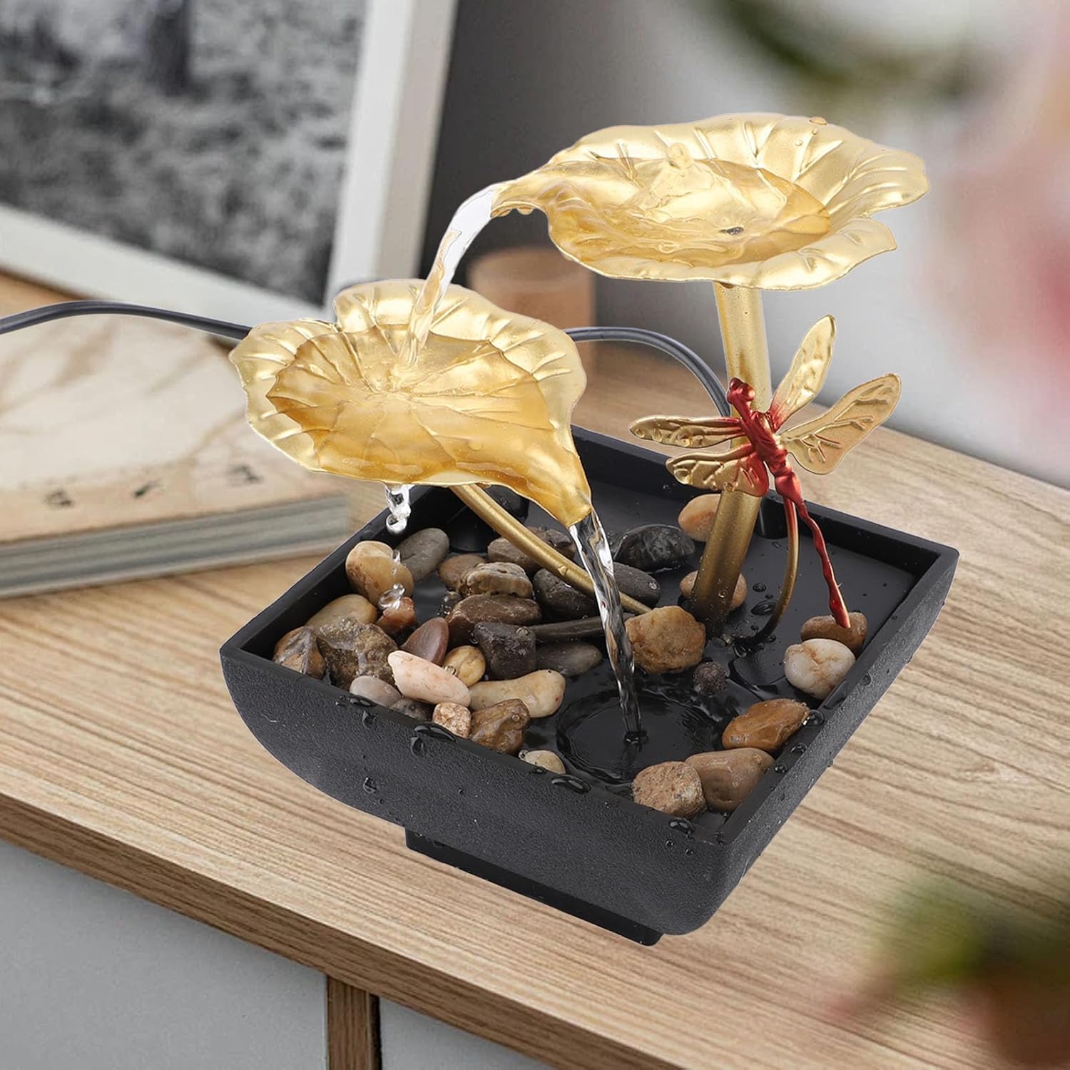 Compact Lightweight Iron Plastic Fountain with LED Lights