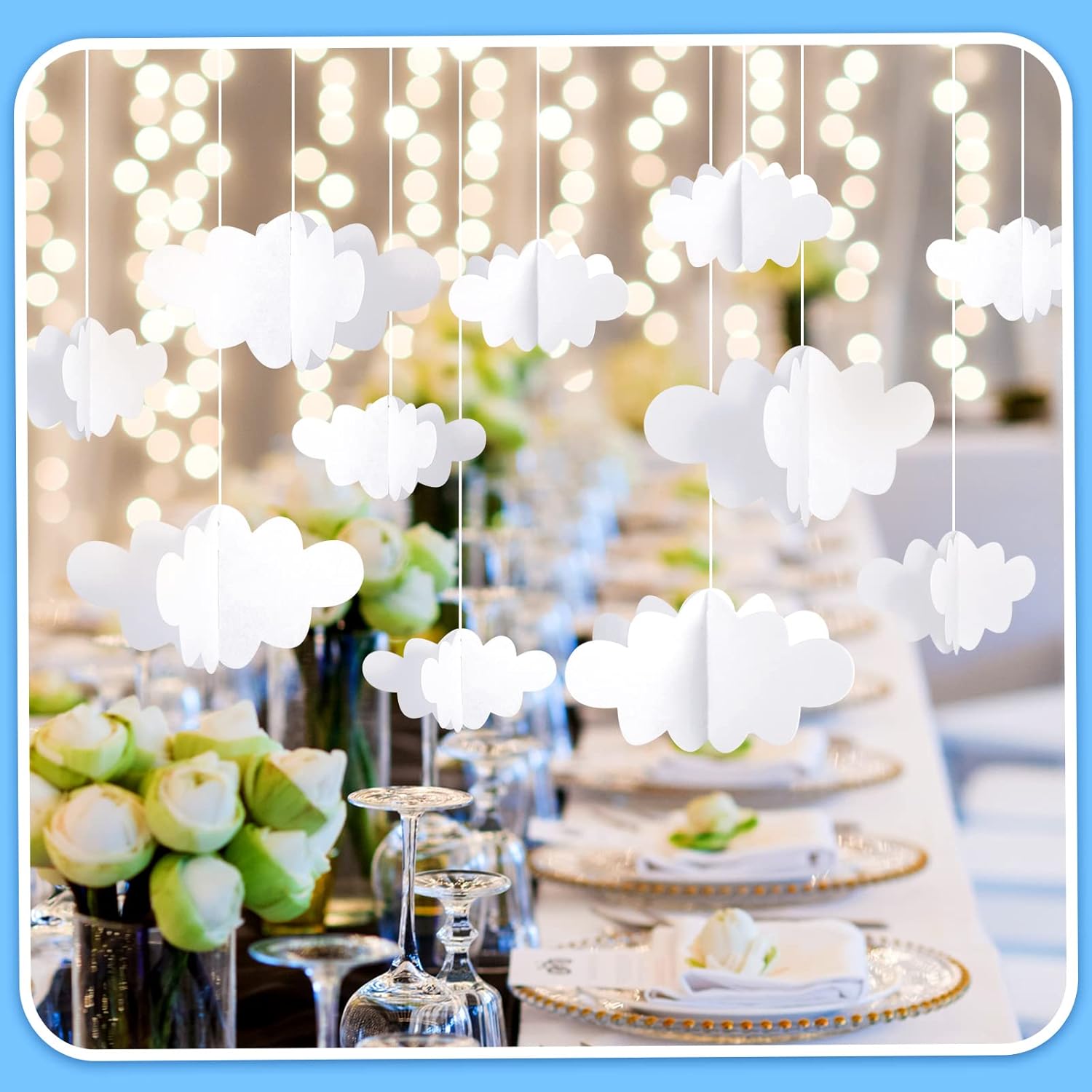 16 Pcs White Hanging Clouds for Ceiling Decor