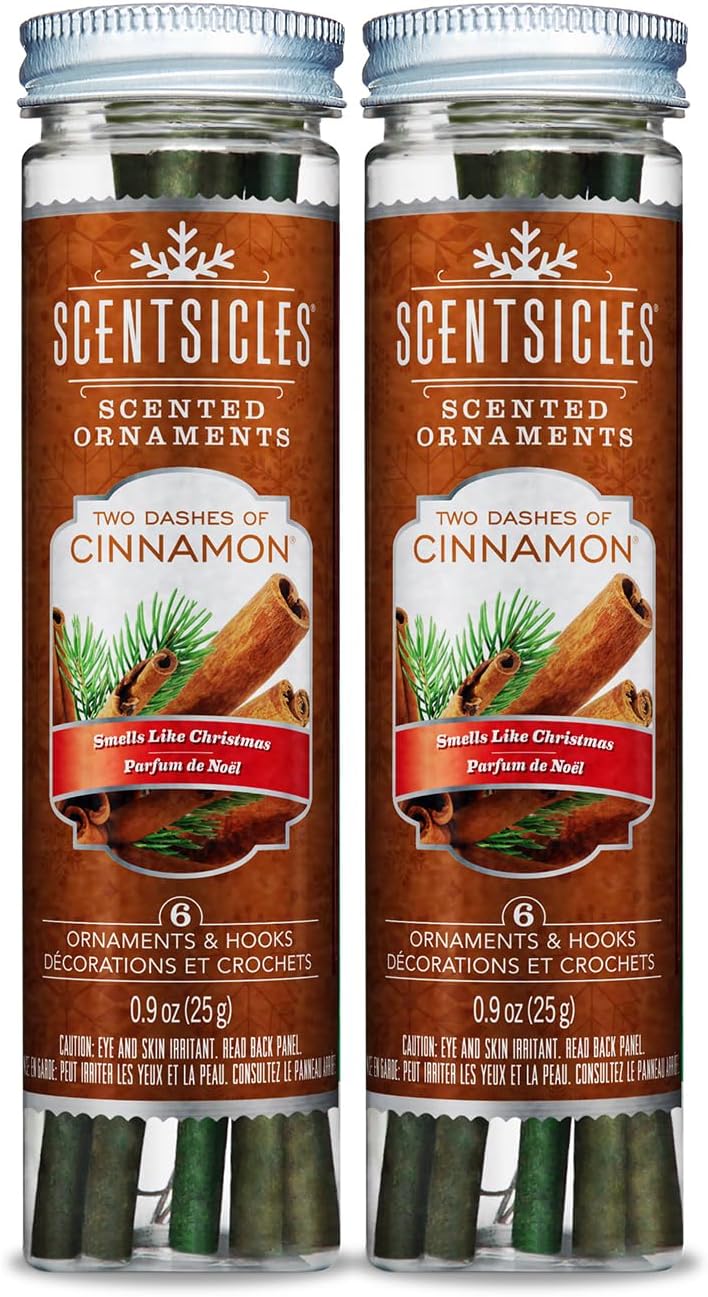 Scentsicles Cinnamon Scented Hanging Ornaments - 2 Bottles 12 Sticks Total