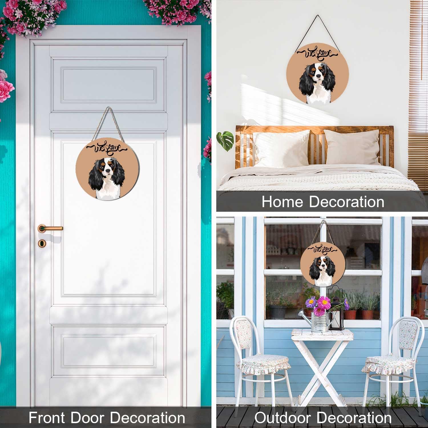 Cute Puppy Dog Wreath Hanger for Front Door Welcome Sign