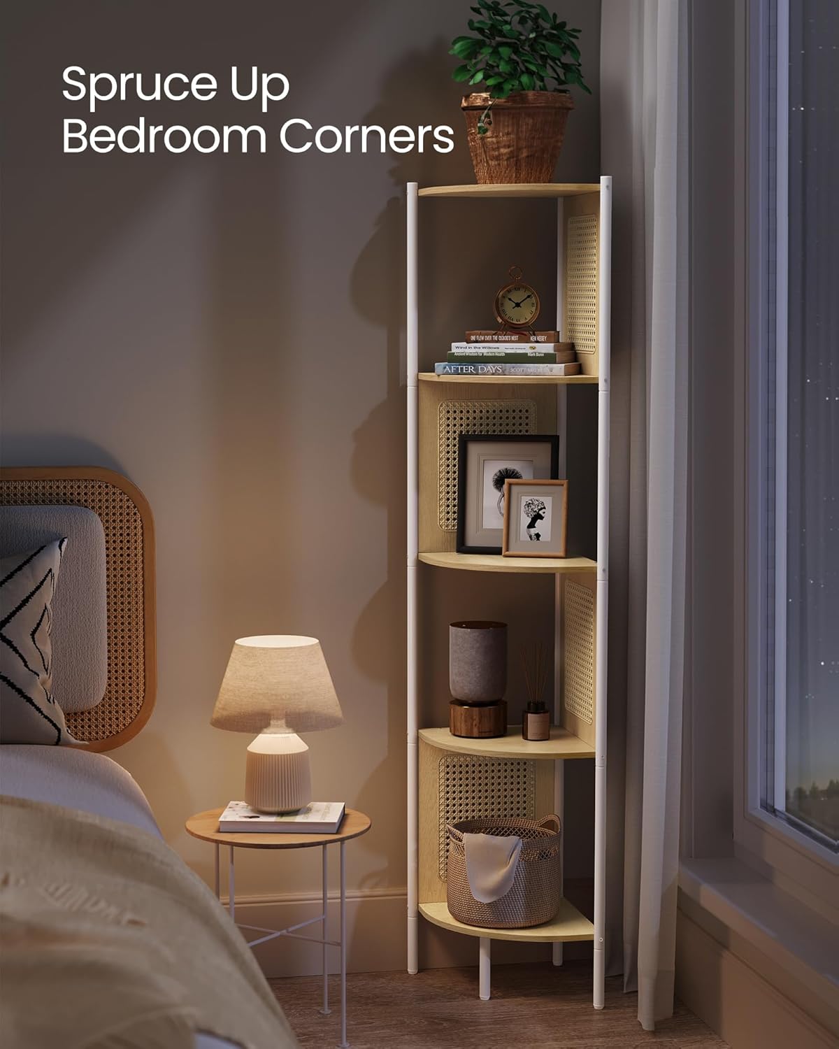 VASAGLE 5-Tier Corner Shelf Stand Oak Beige