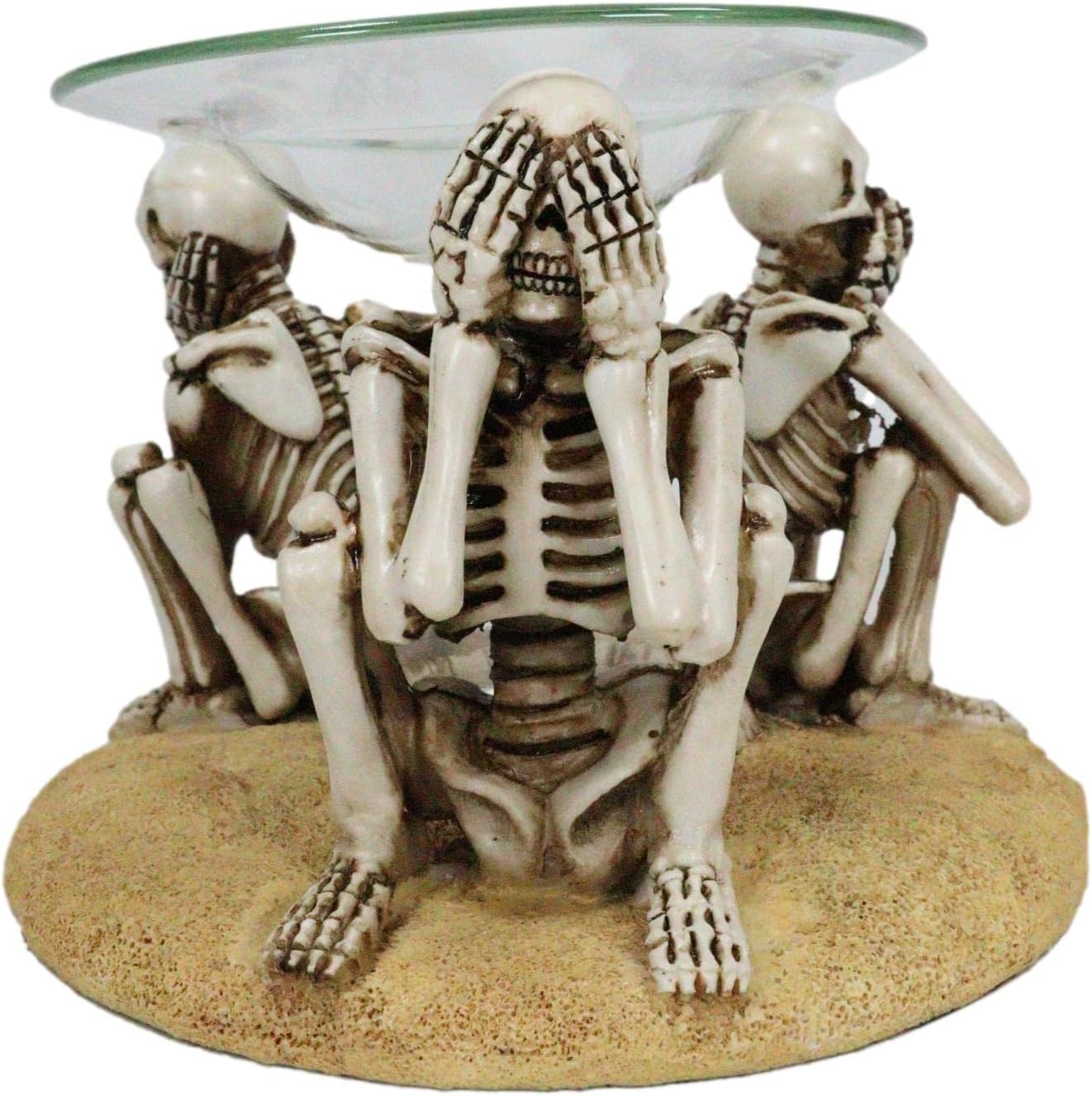 Ebros Gift See Hear Speak No Evil Skeleton Candle Warmer