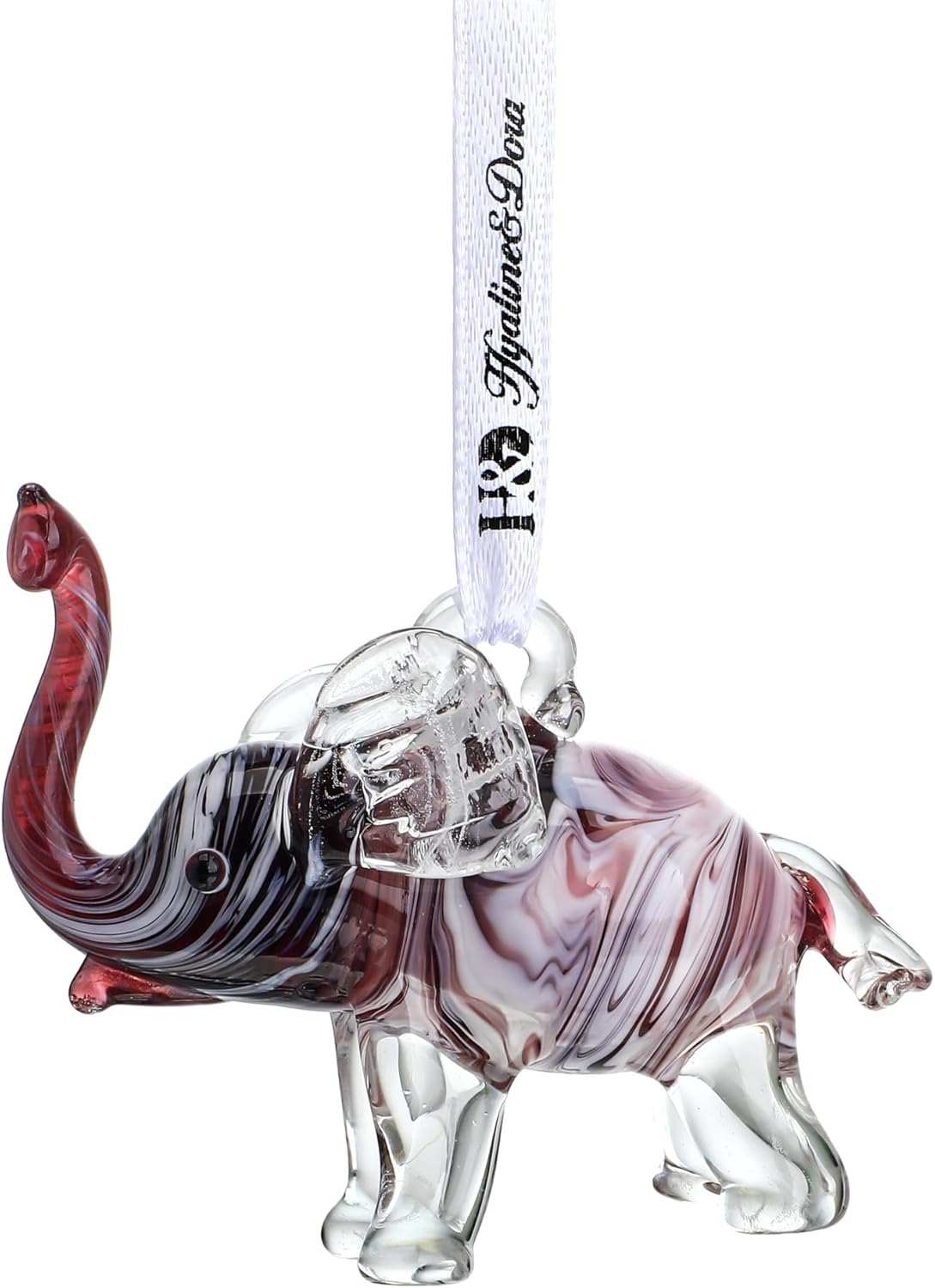 Hand Blown Glass Elephant Hanging Ornament Brown