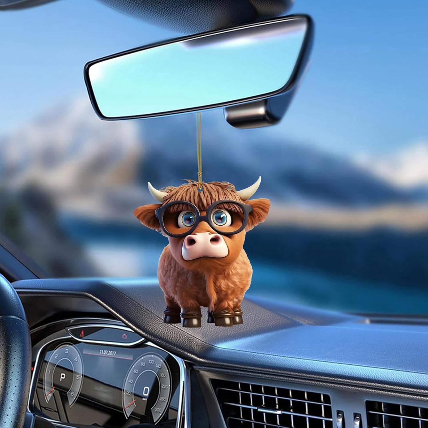 Cute Cartoon Cow Pendant for Car Home Decor