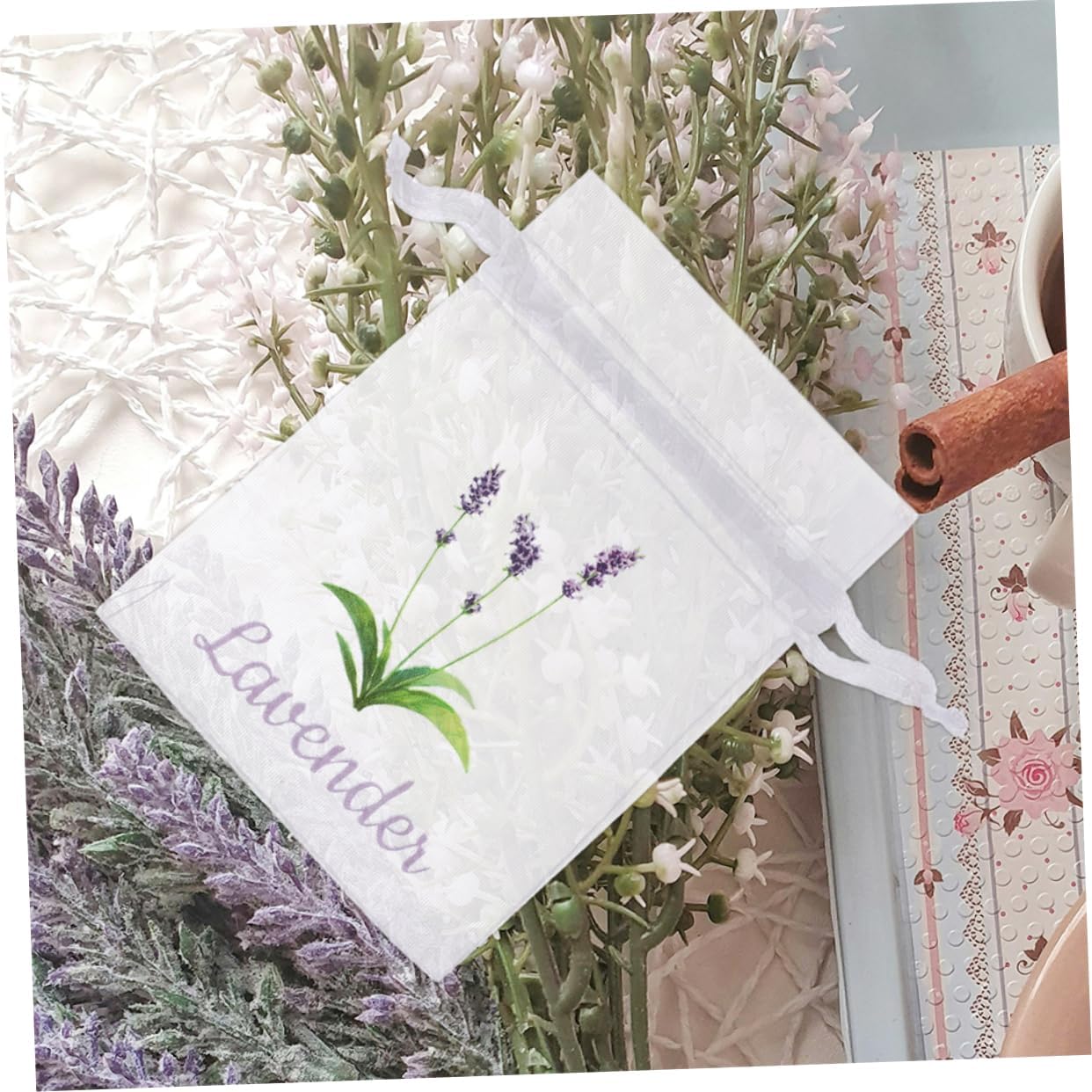 PRETYZOOM 50pcs Organza Drawstring Pouches for Dried Flowers Spices