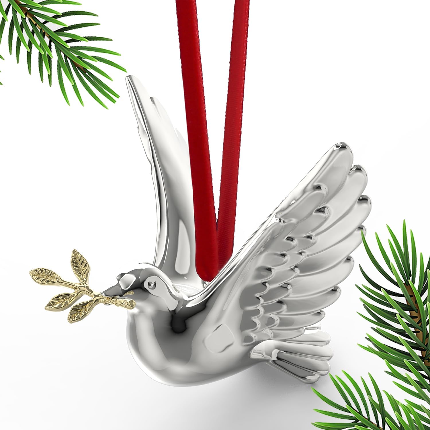 Shiny Silver Christmas Bird Ornament 35x4 Inch Pack of 1