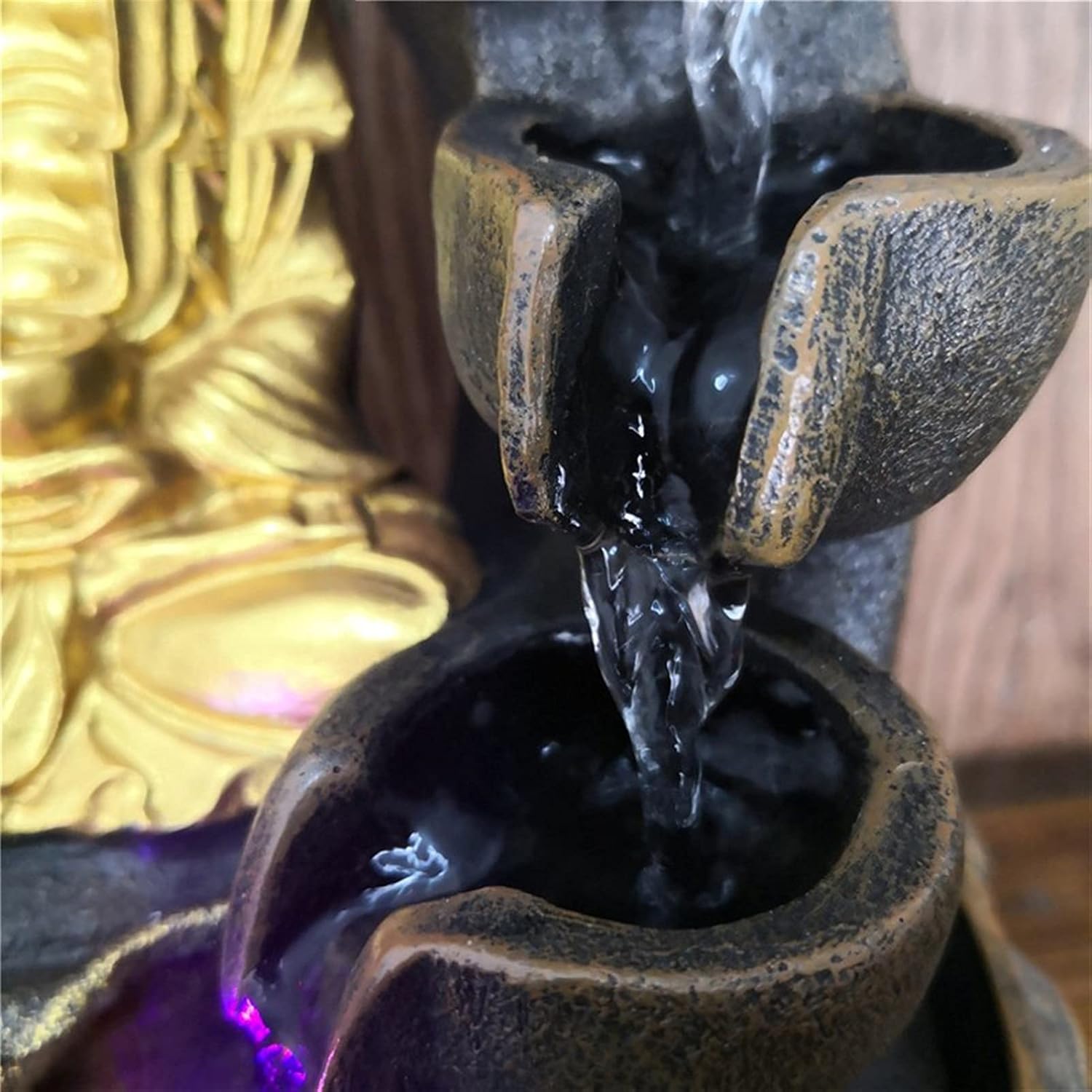 SUNESA 3-Tiered Buddha Tabletop Waterfall Zen Fountain 110 Inch