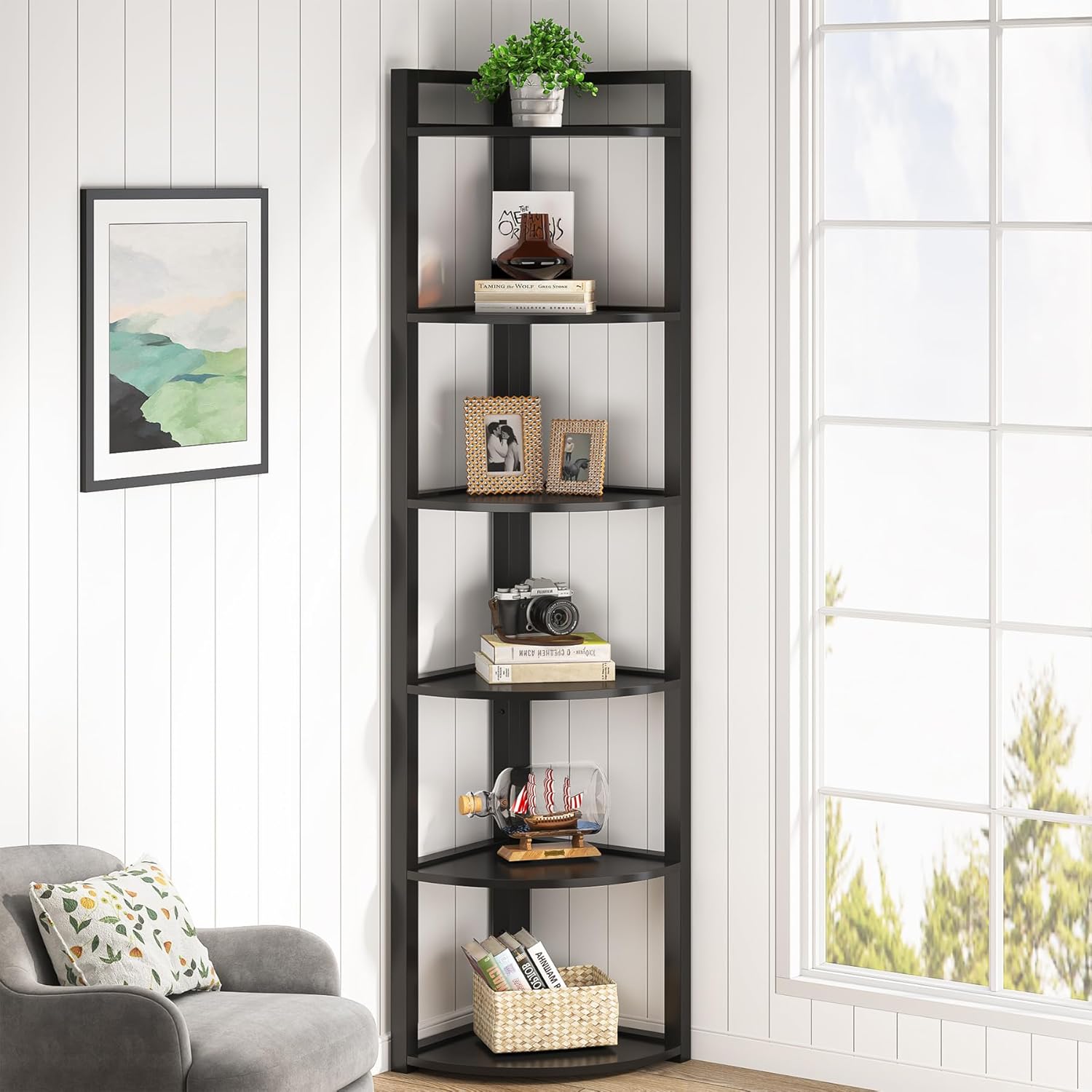 Tribesigns 6 Tier Corner Shelf Unit Black