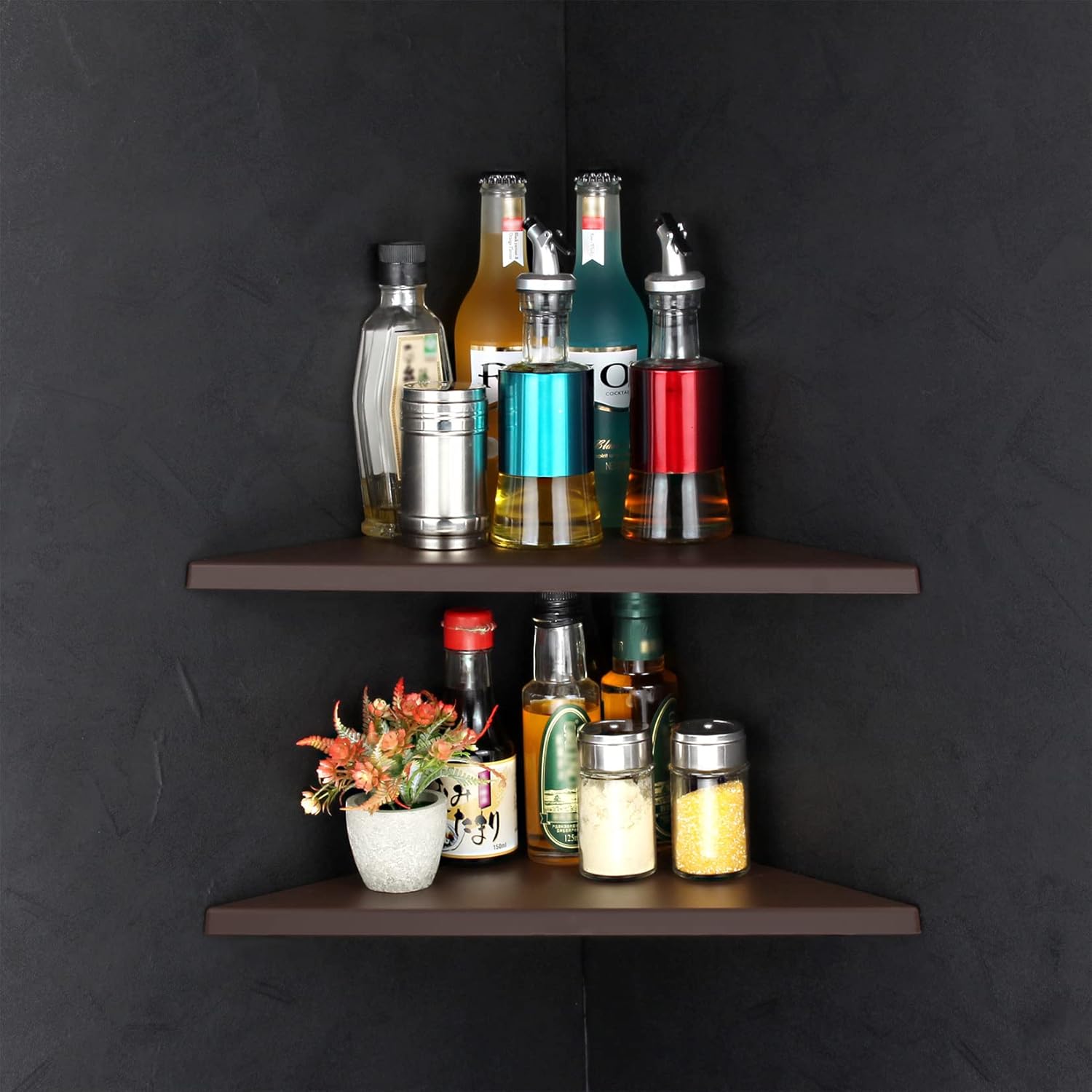 Evron Corner Mounting Shelf Set of 2 Frosting Pattern