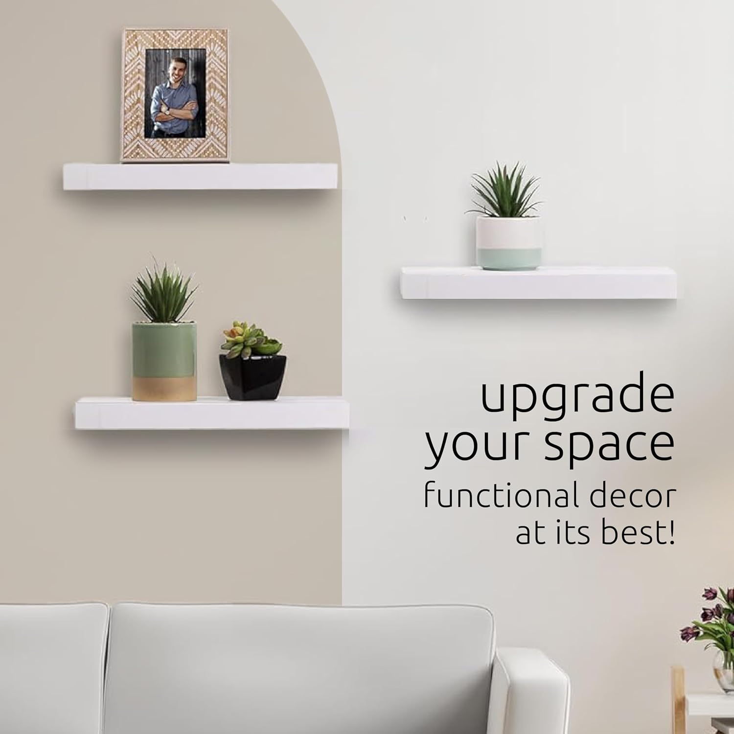 Kiera Grace Modern Floating Shelf 16 Inch White