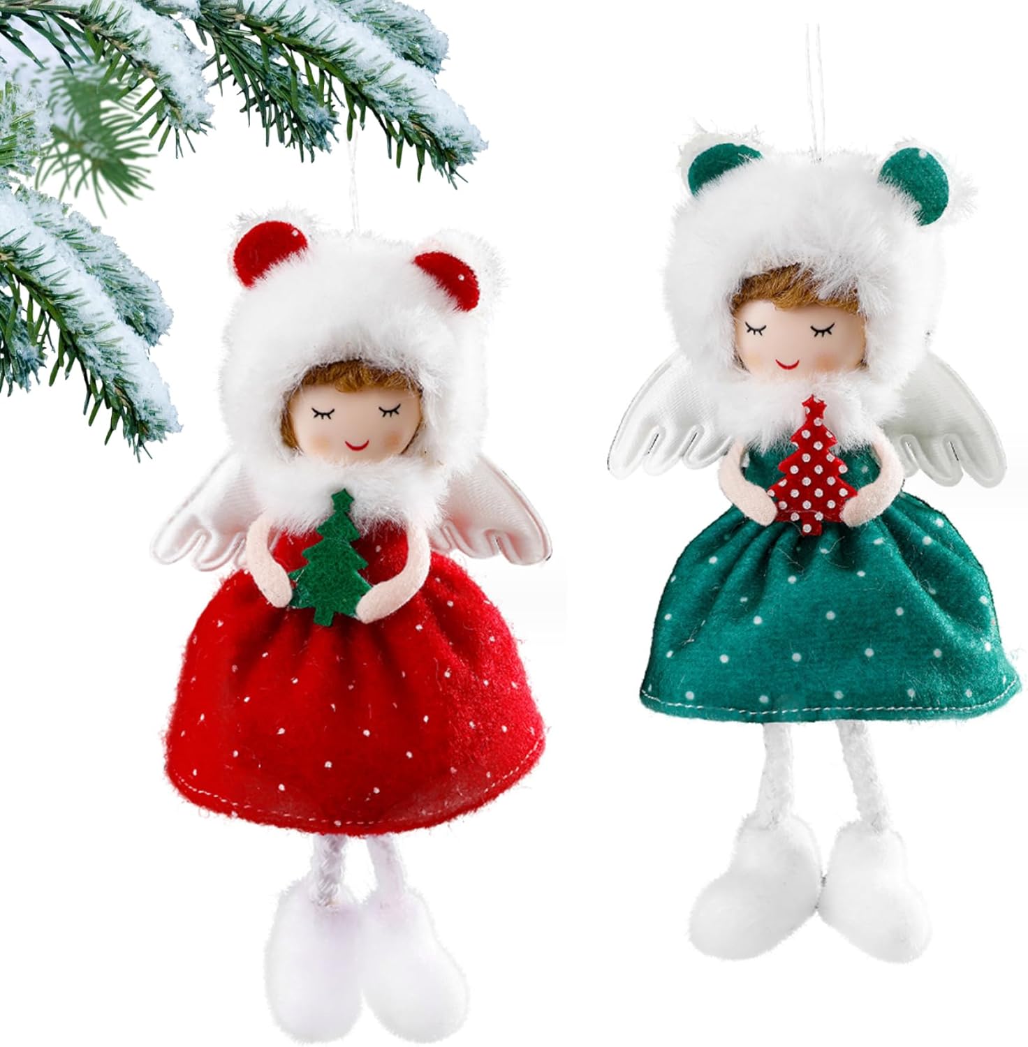 Cute Christmas Angel Ornaments 2Pcs Hanging Decorations