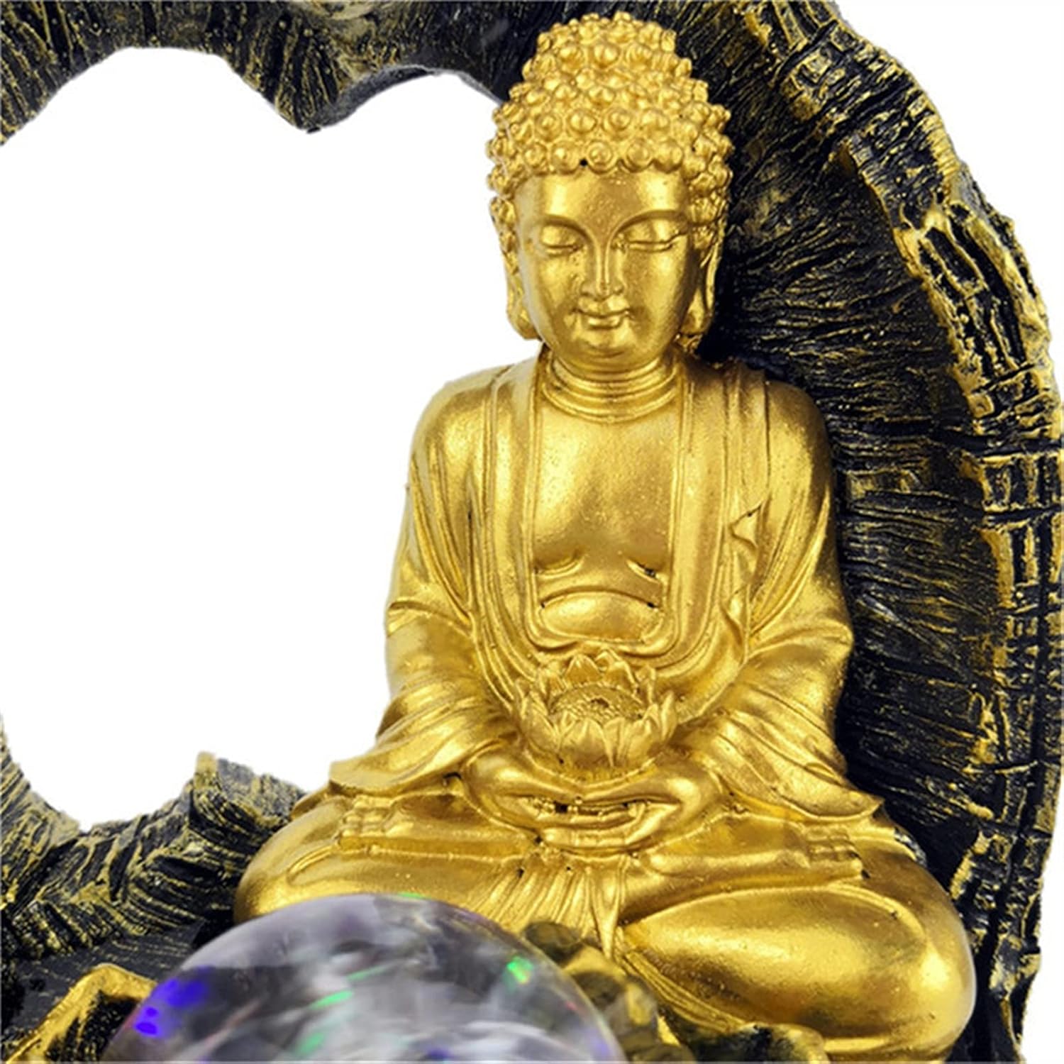 Golden Lotus Buddha Tabletop Water Fountain
