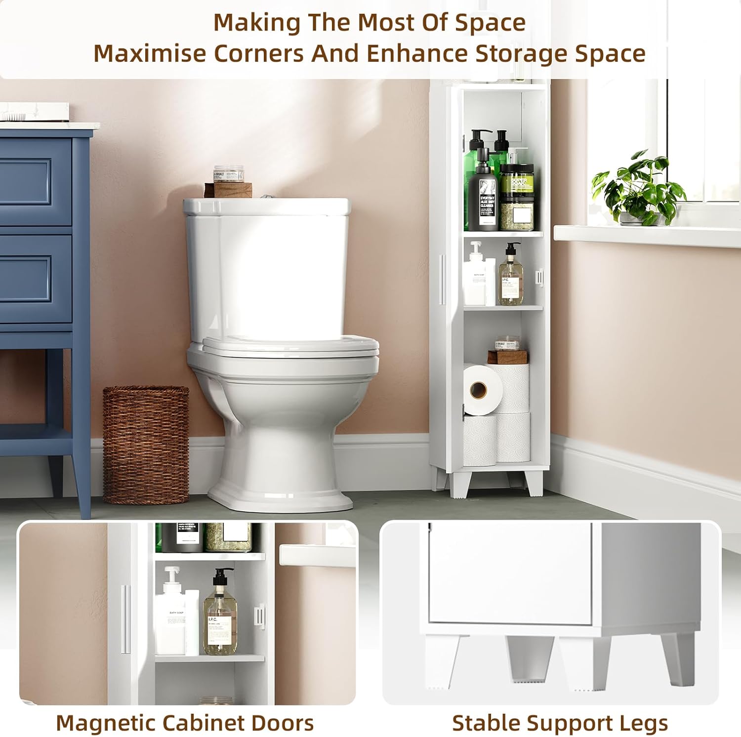 MOHOPE 748 Tall Corner Cabinet with 5-Tier Shelves