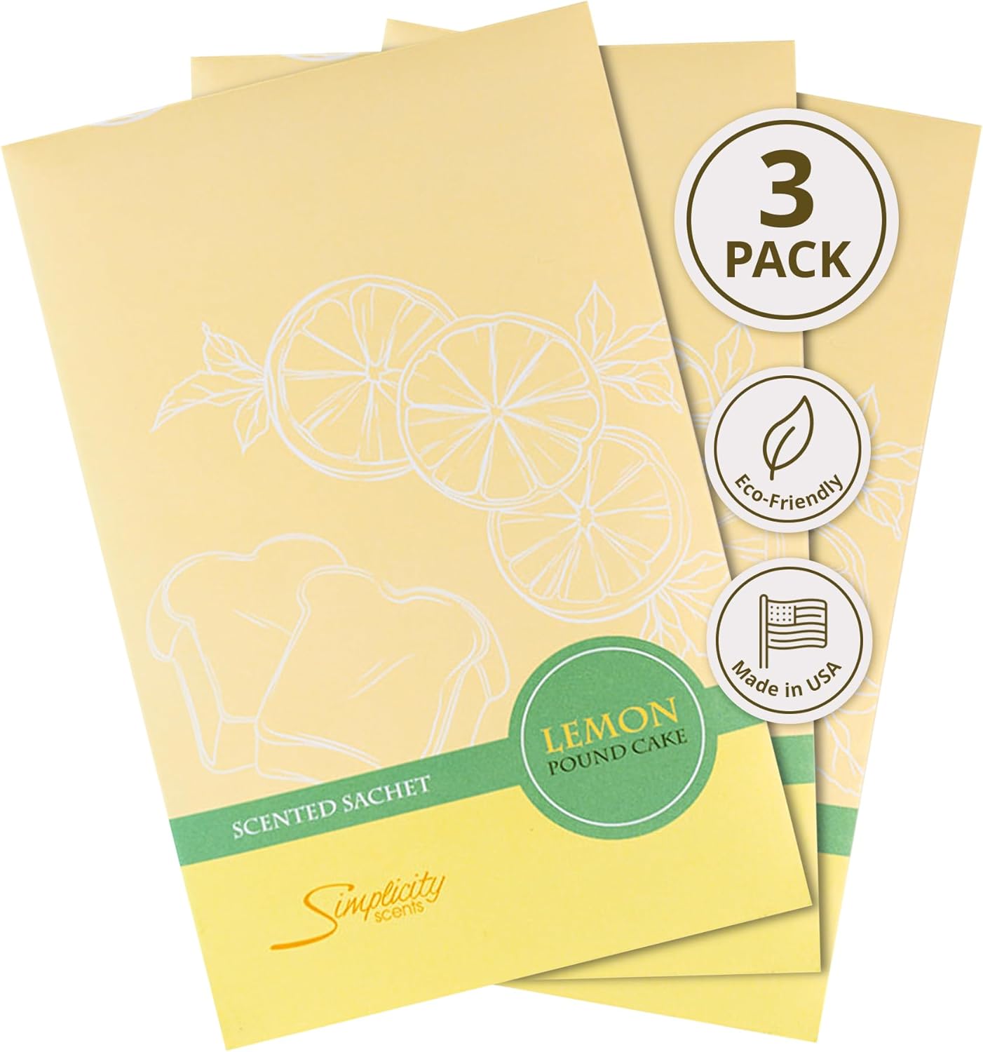 Lemon Poundcake Scented Sachets Pack of 3 Home Use