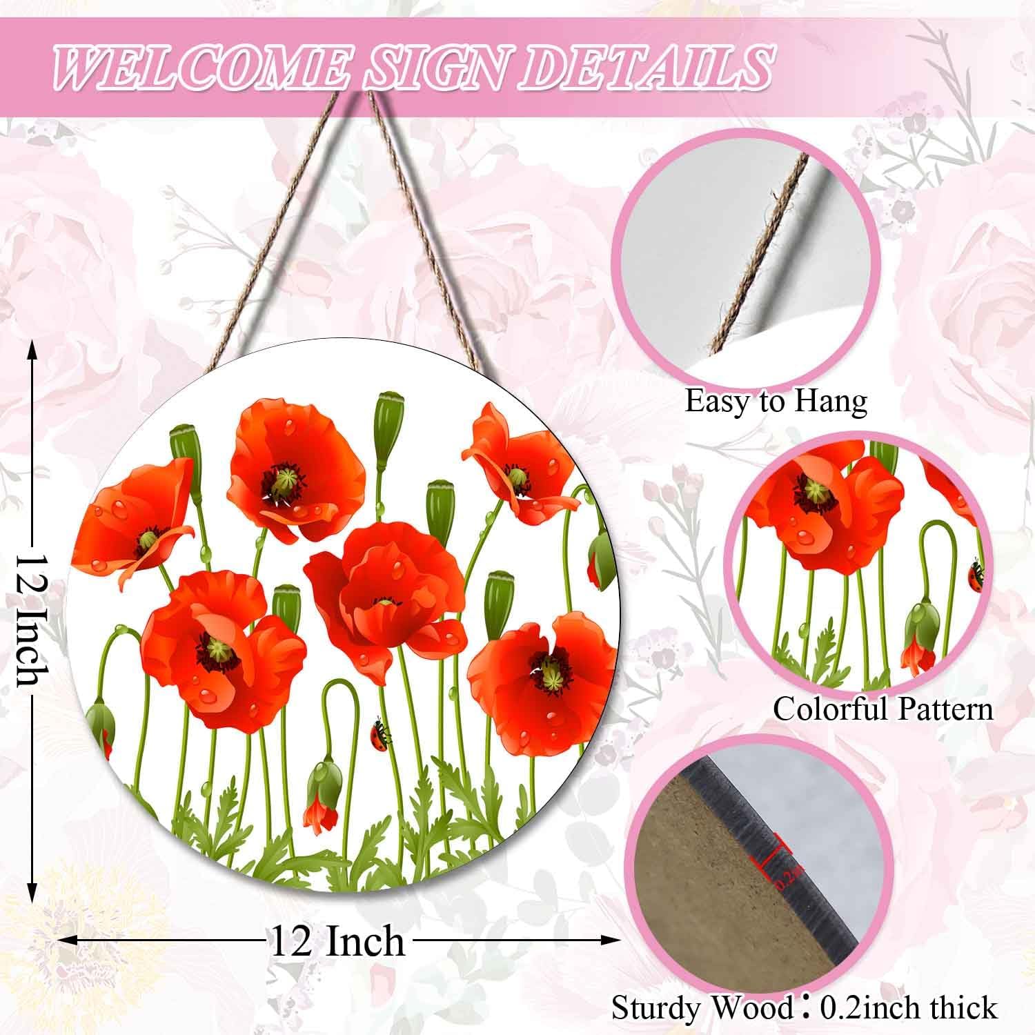 Red Poppy Wreath Hangers for Front Door Decor