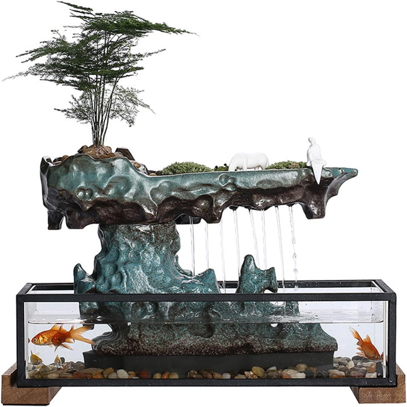 Elegant Tabletop Fountain with LED Lighting and Waterfall