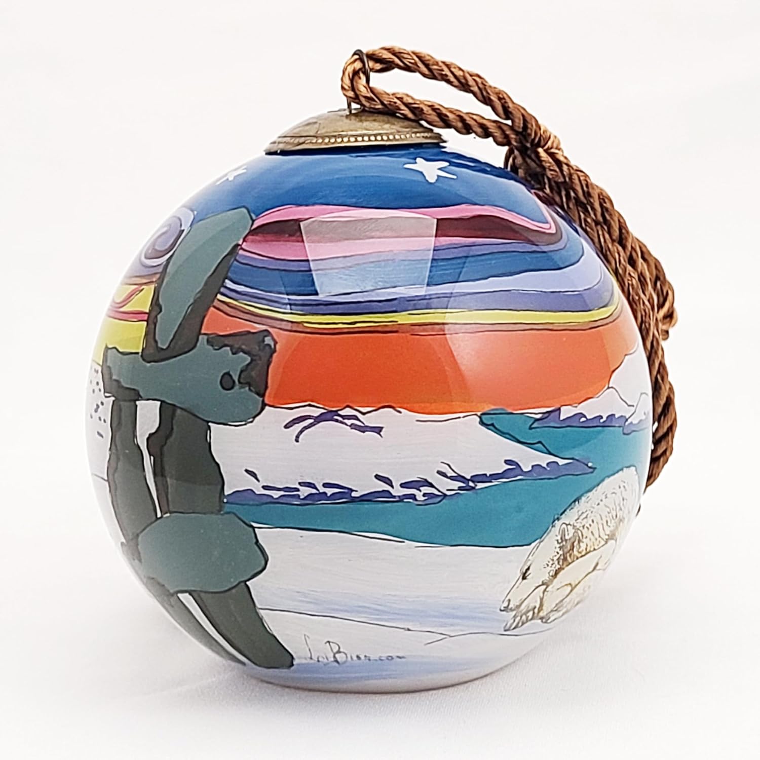 Polar Bear Glass Ball Ornament Manual Painted