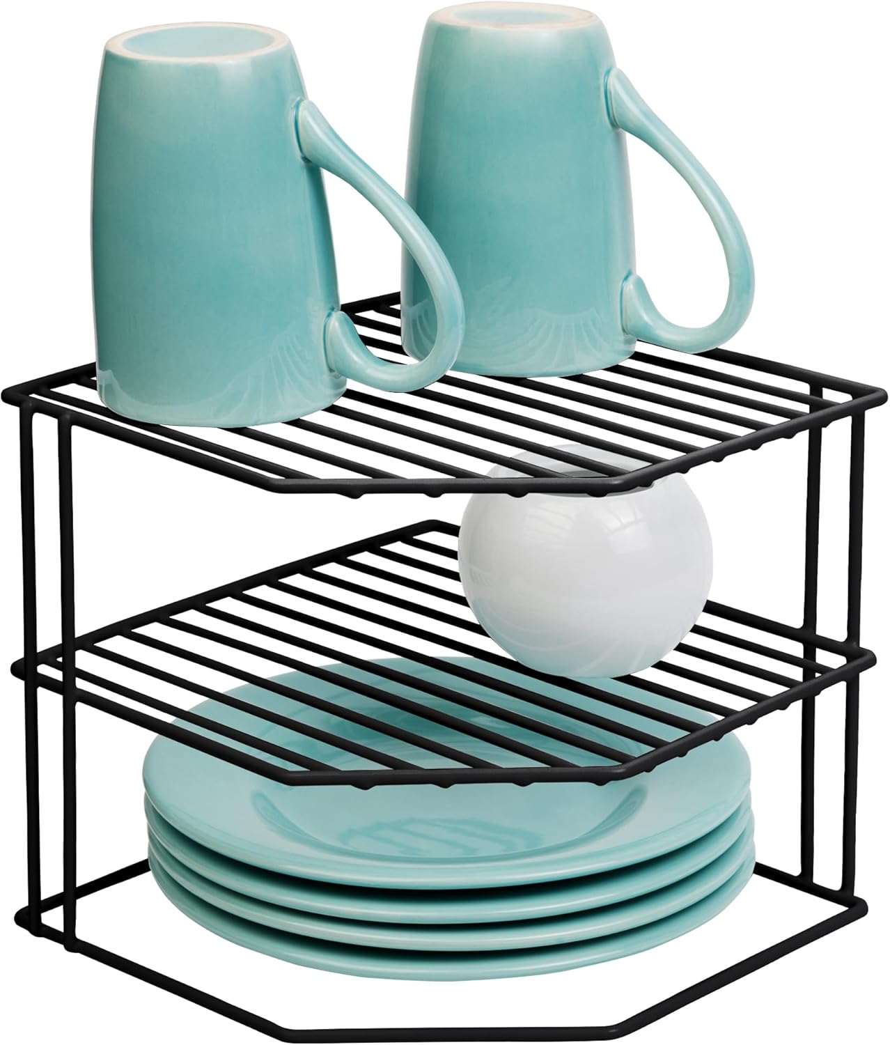 3-Tier Kitchen Corner Shelf Rack - Steel Frame - Black