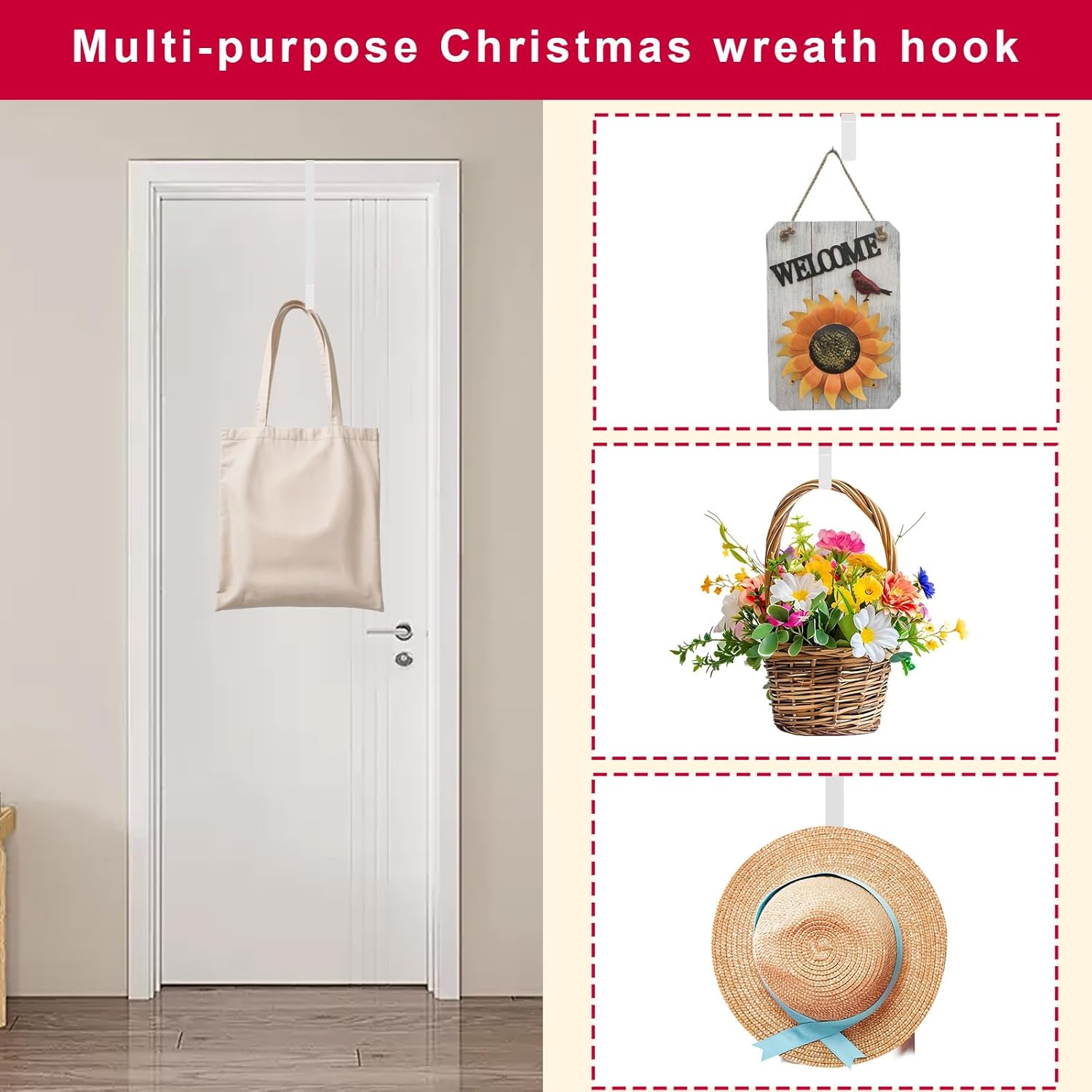 4 Pack Solid Wreath Hangers for Front Door