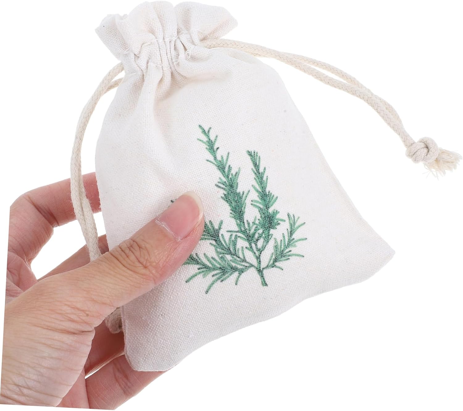 DECHOUS 10pcs Lavender Drawstring Sachet Bags with Rosemary Pattern