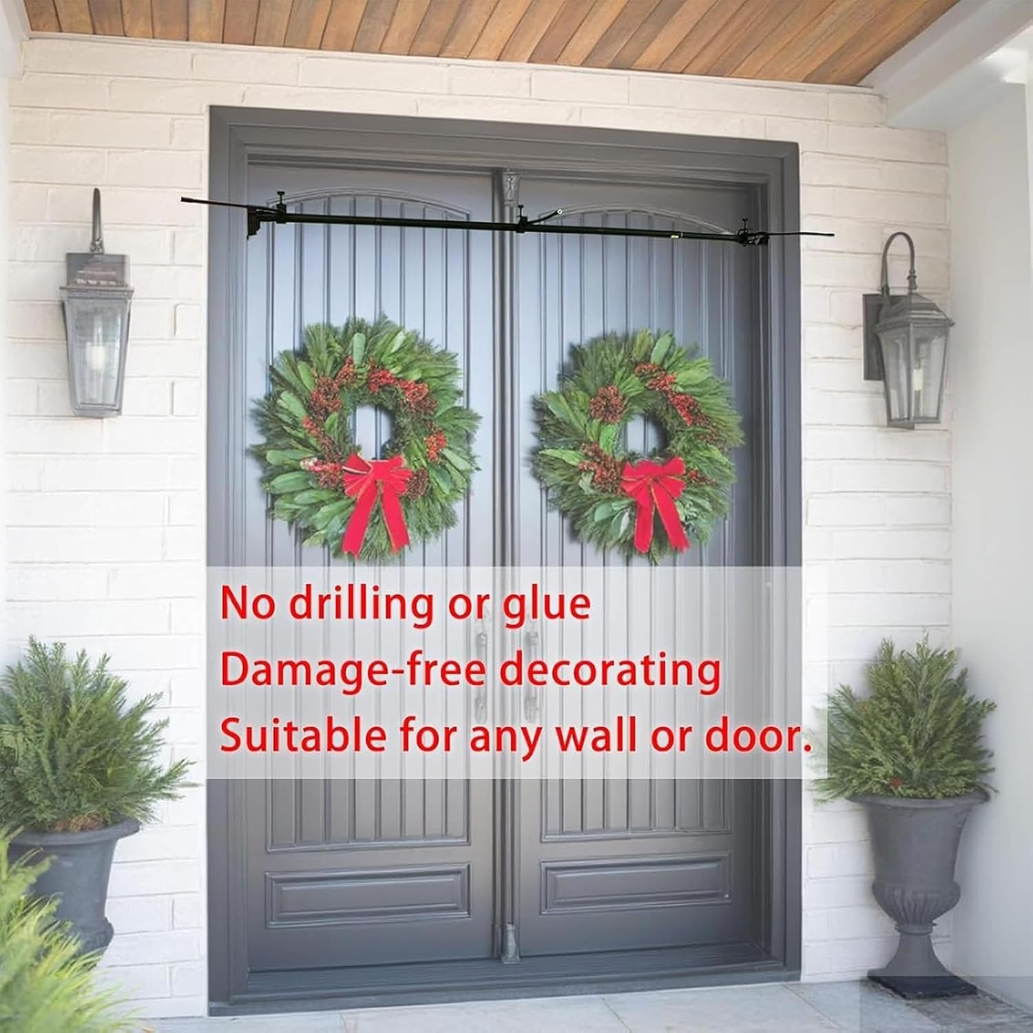 Adjustable Garland Hanger for Front Door No Screws Damage Free