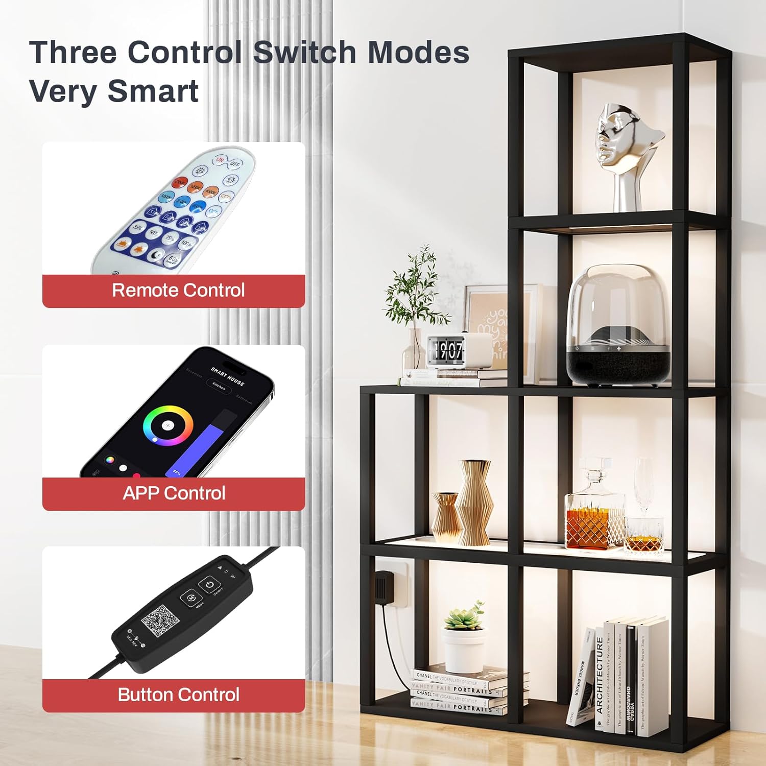 Modern 5-Tier LED Light Corner Display Shelf