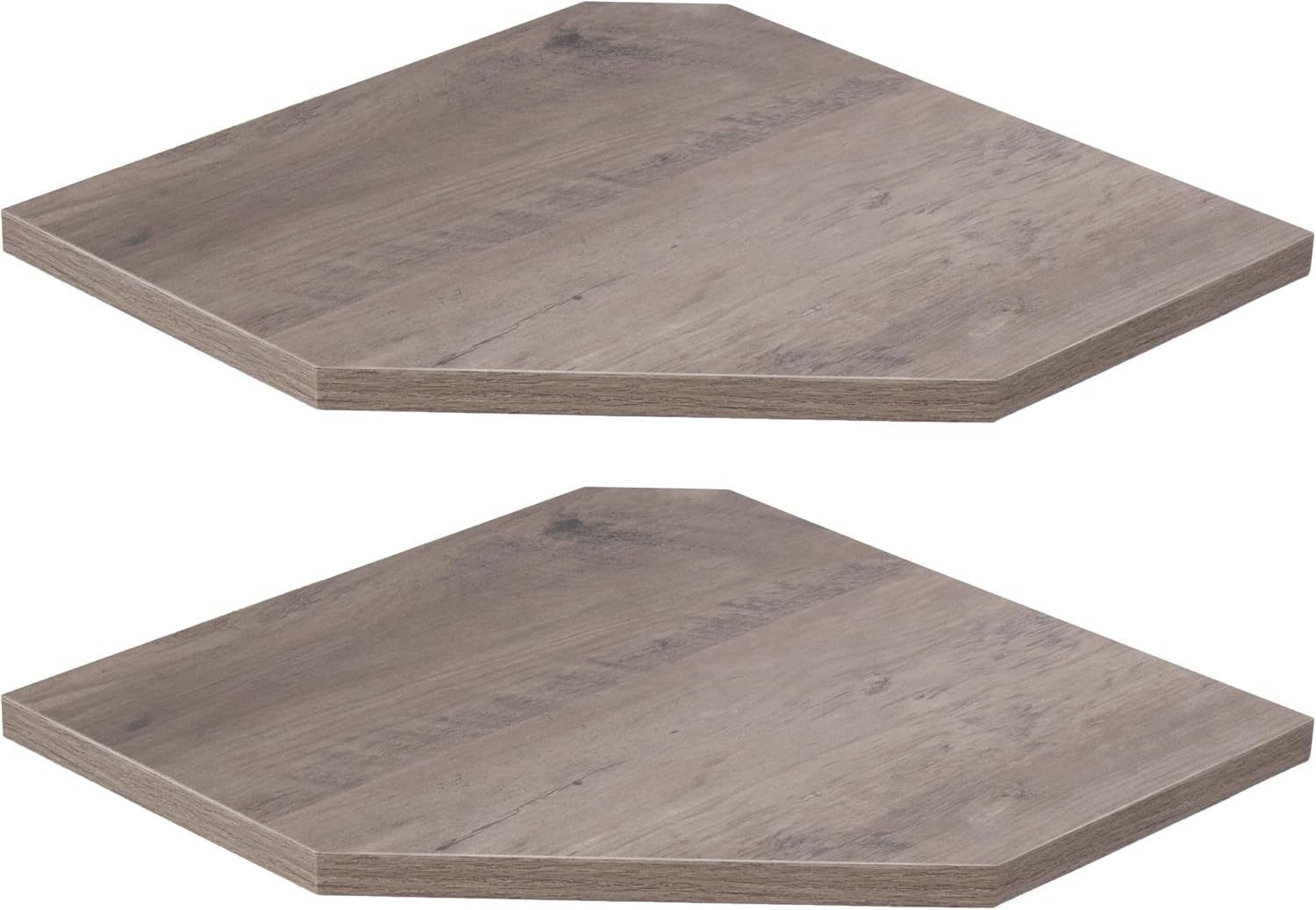 Set of 2 Rustic Grey Corner Wall Shelves
