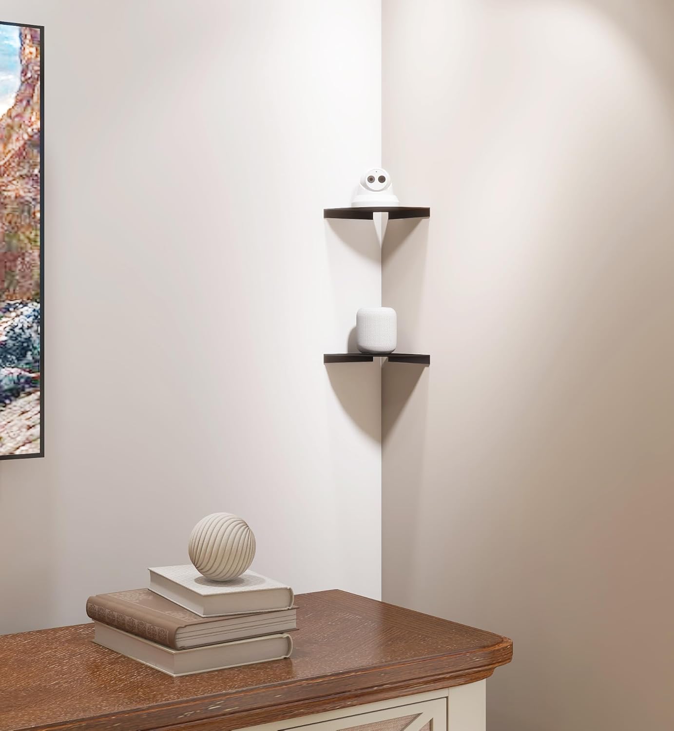 6 Inch Heavy Duty Aluminum Corner Shelf - Black