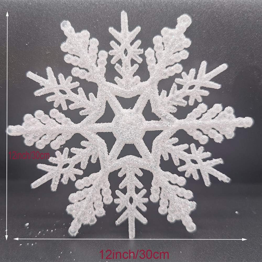 Jumbo White Snowflake Ornaments Set of 5