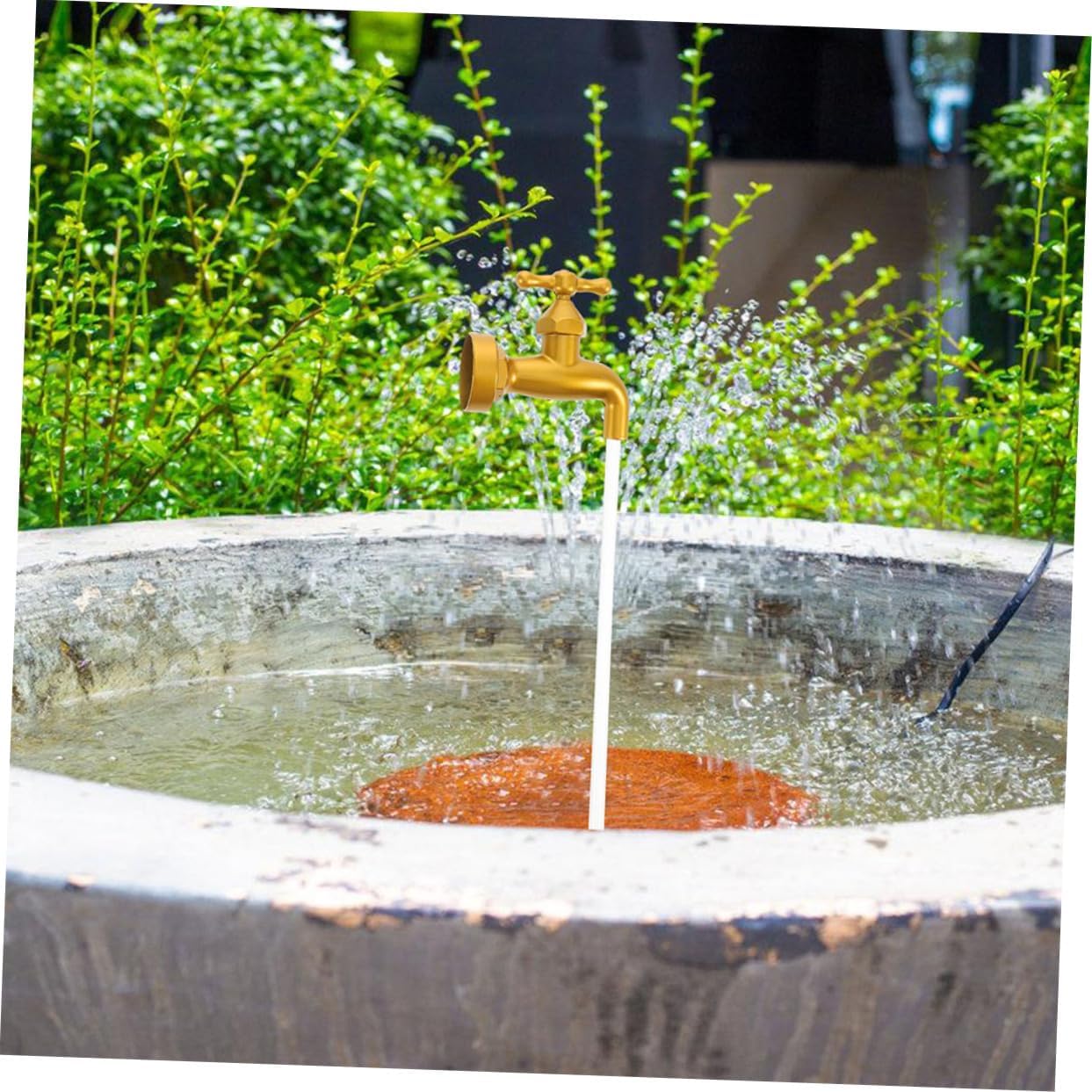 Water Flowing Faucet Fountain Tabletop Ornament for Garden and Home