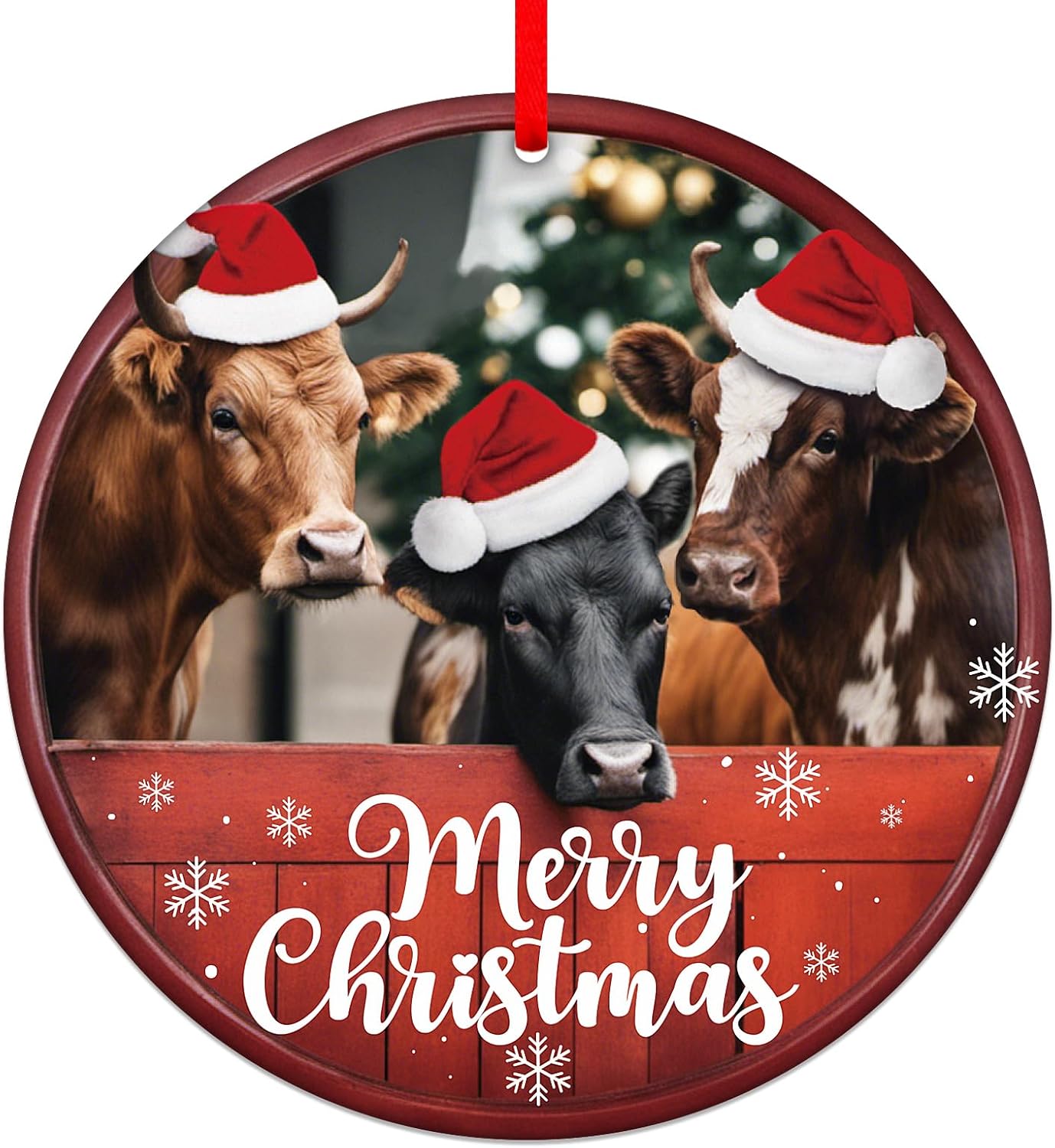 FaCraft Farmhouse Cow Christmas Ornament 2025