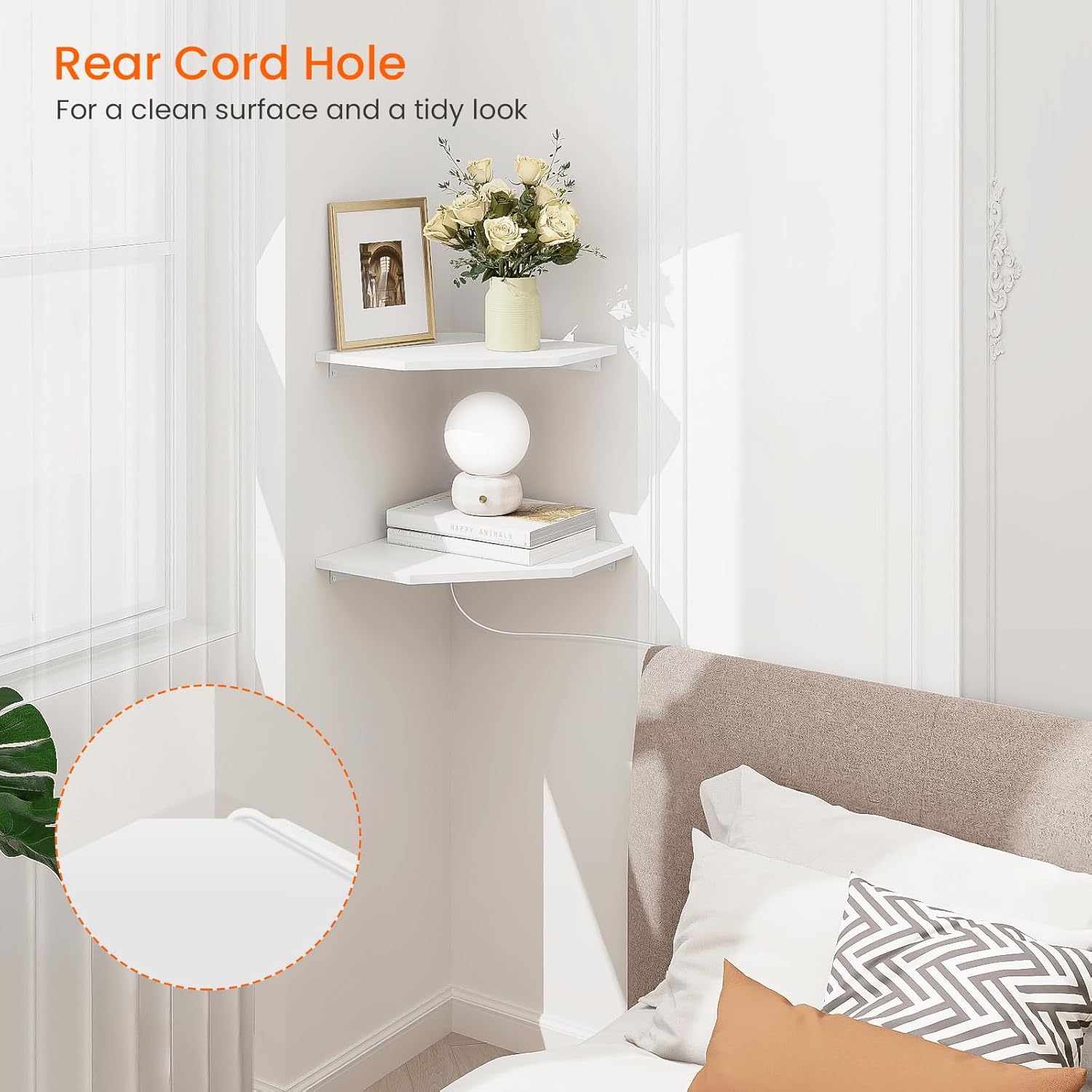Homode Corner Floating Shelves Set of 2 White