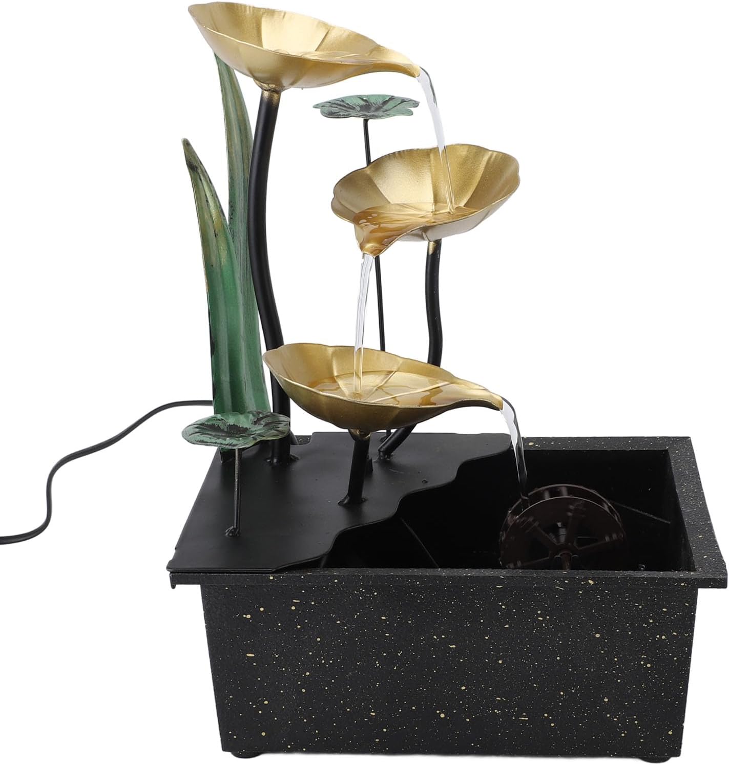 Metal Desk Fountain with Adjustable USB and LED Lights