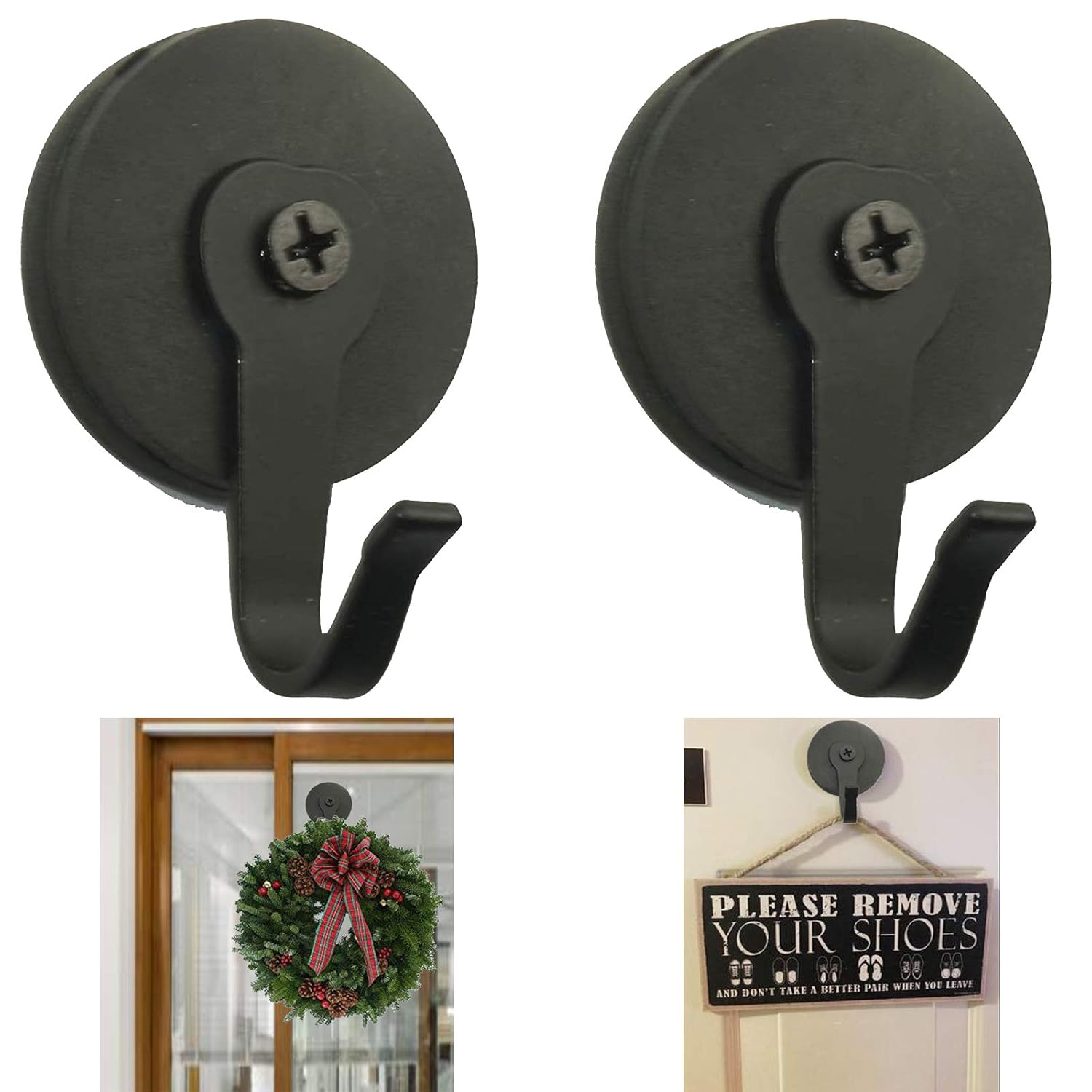 Strong Magnetic Wreath Hanger 2-Pack with Rubber Base