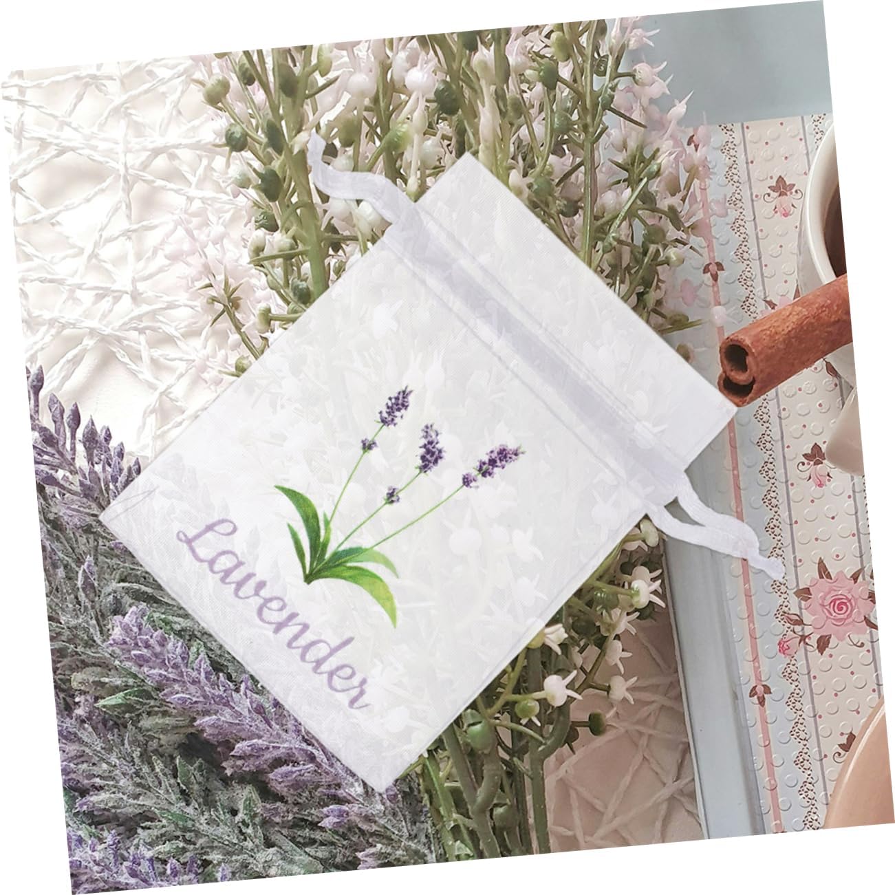 HEALLILY 50pcs Lavender Scented Mesh Sachet Bags