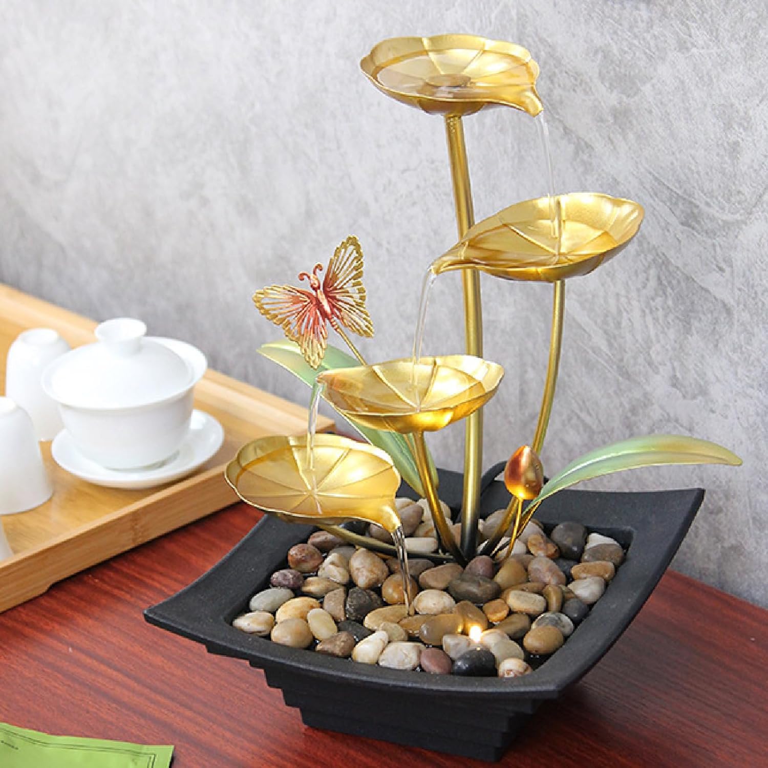 APLUSH Tabletop Fountain with River Rocks