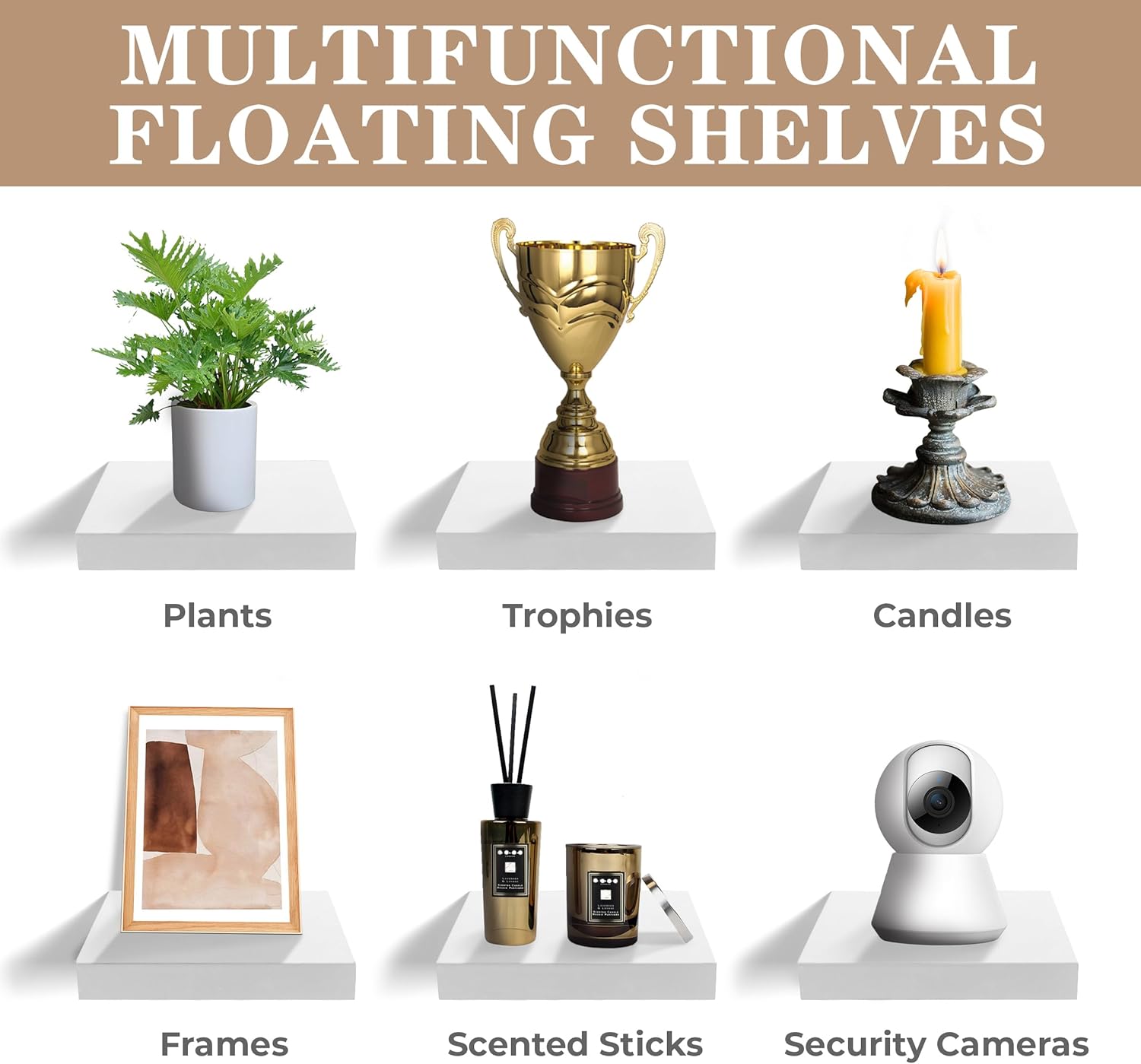 Sorbus 4 Square Floating Shelves for Wall Decor