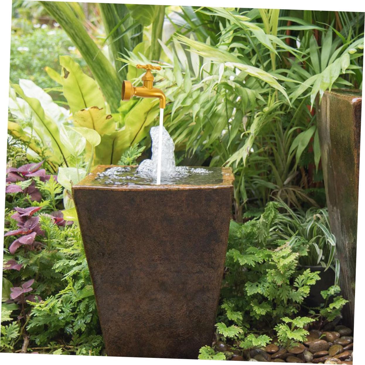 Water Flowing Faucet Fountain Tabletop Ornament for Garden and Home