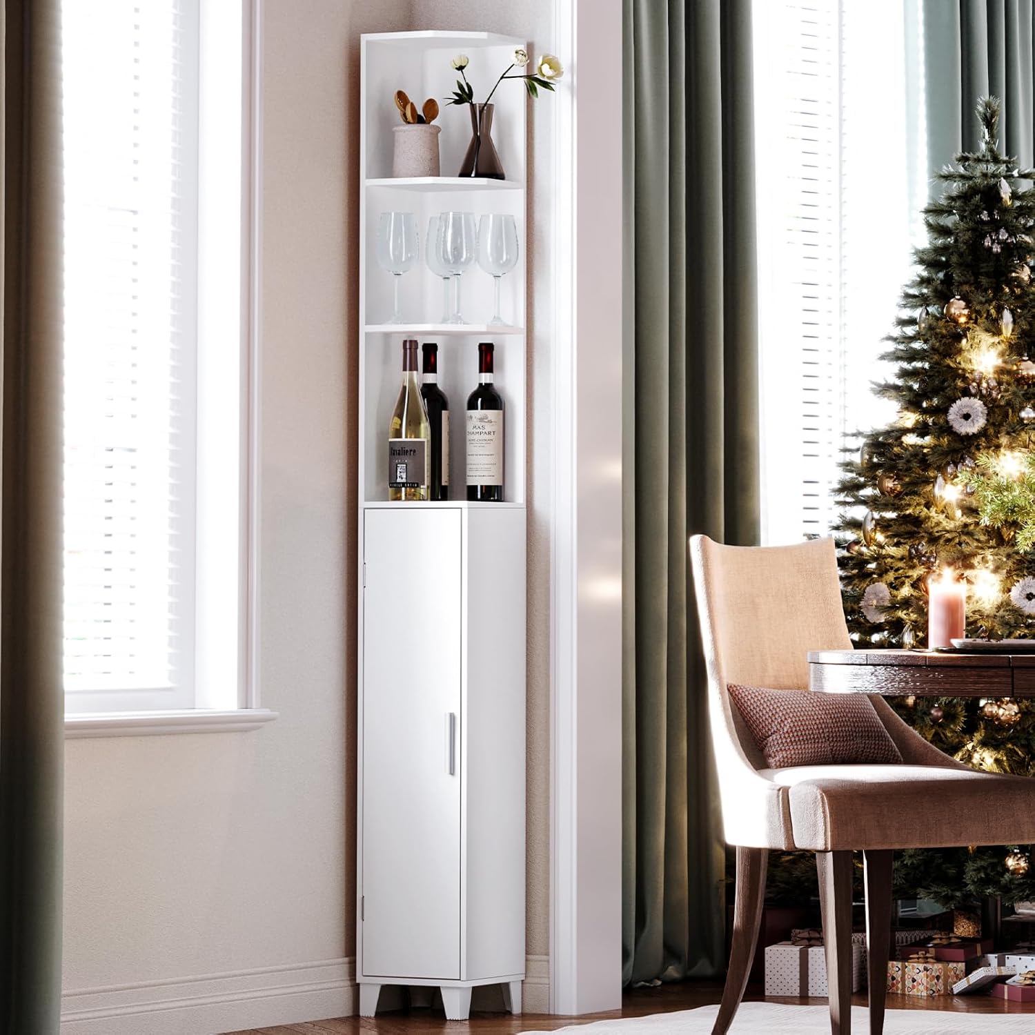 MOHOPE 748 Tall Corner Cabinet with 5-Tier Shelves